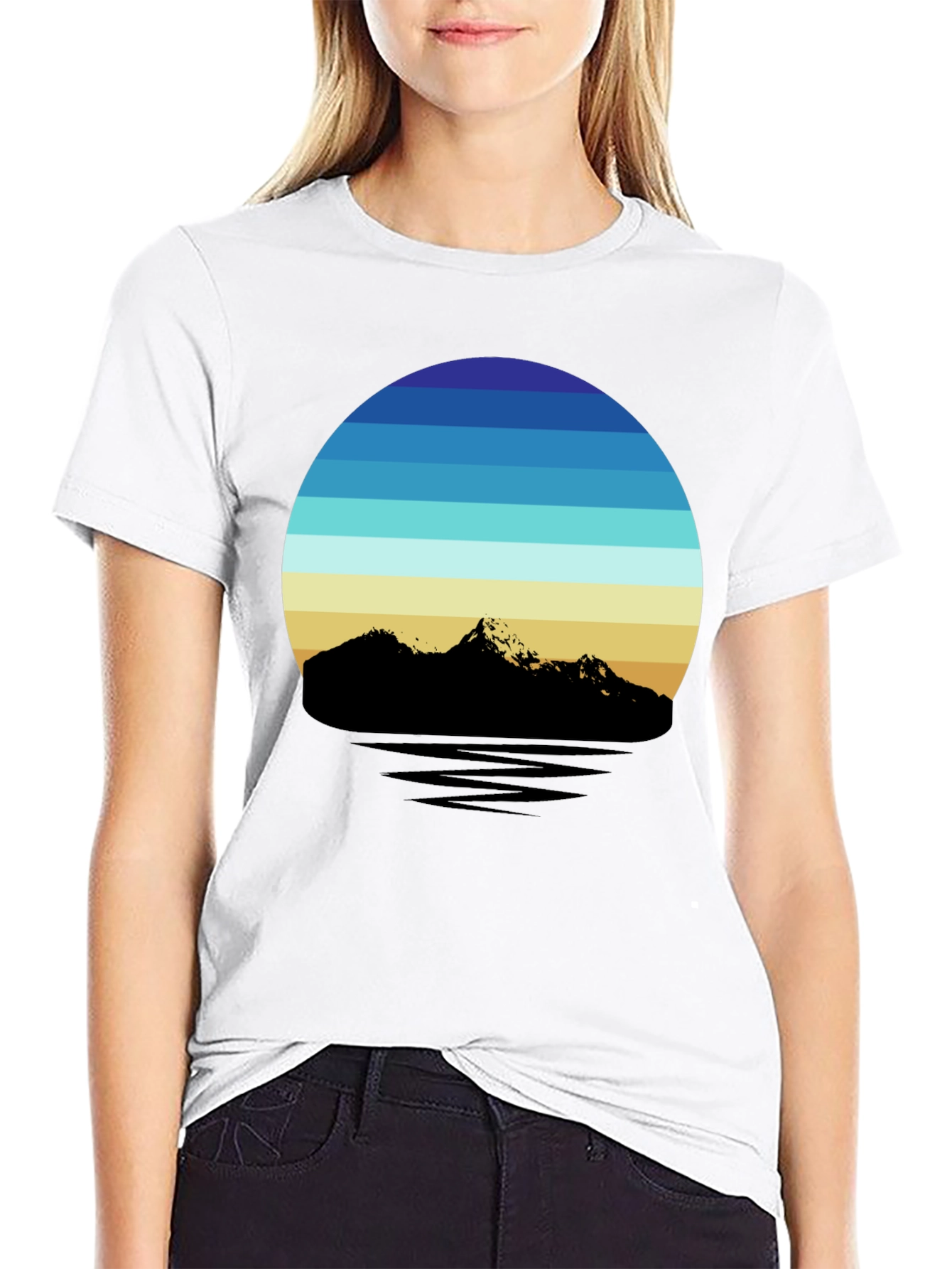 Black Retro Mountainscape T-Shirt view 9