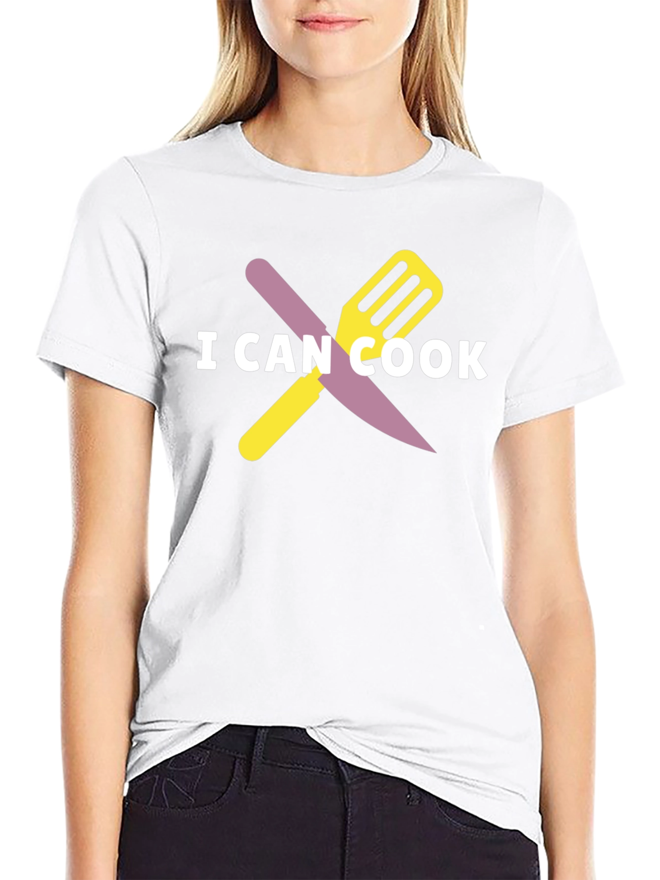 Black I Can Cook Graphic Tee - Novelty Chef T-Shirt view 9