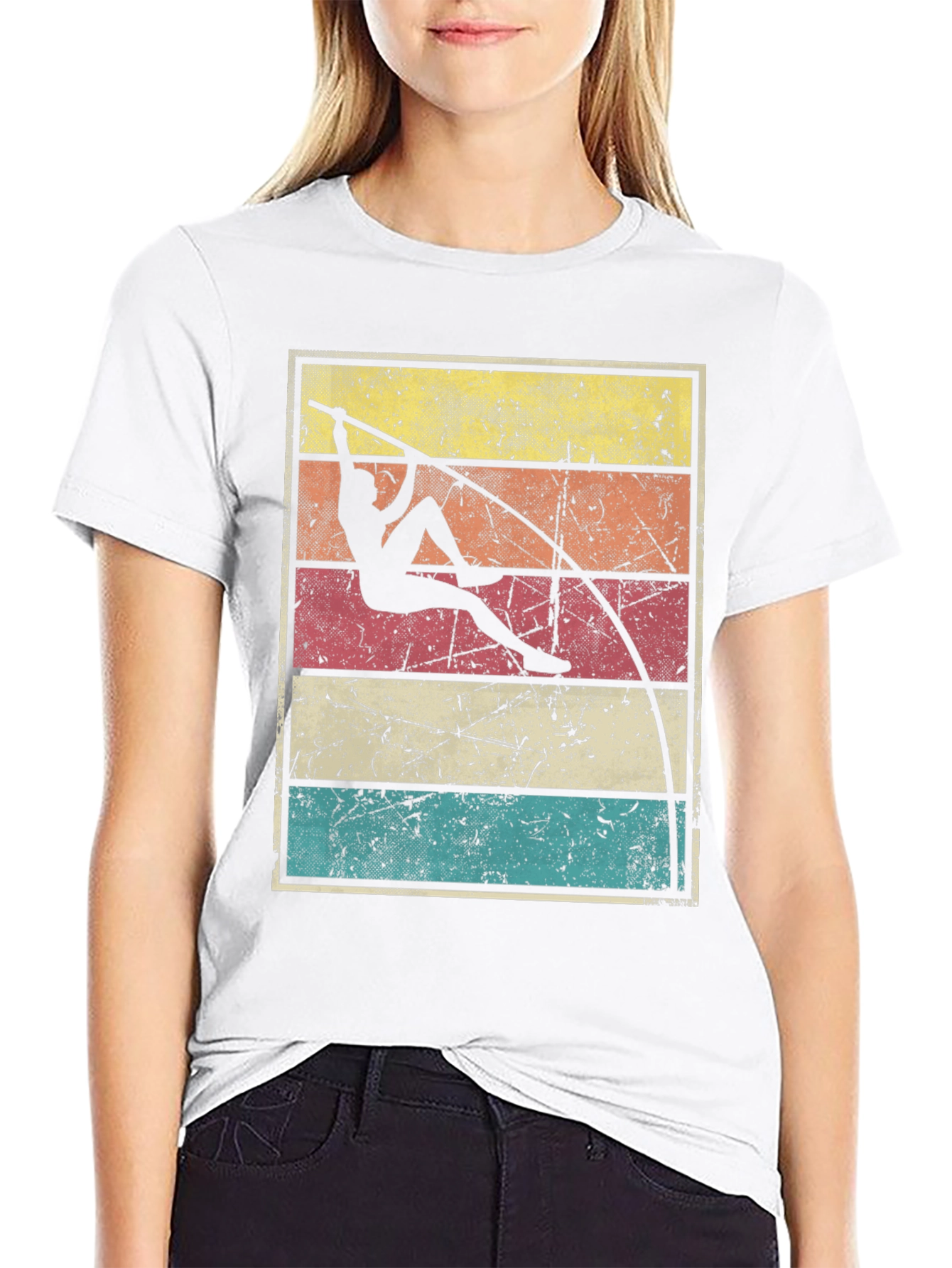 Black Retro Pole Vaulting T-Shirt view 9
