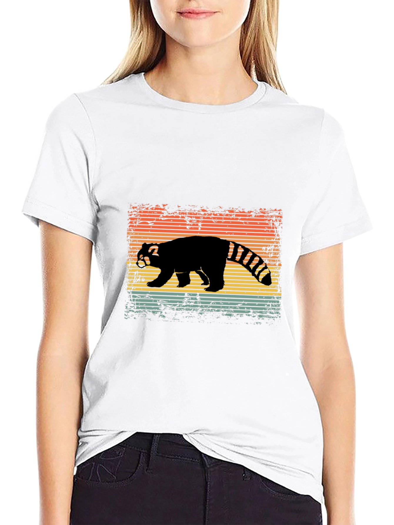Black Retro Red Panda T-Shirt view 9