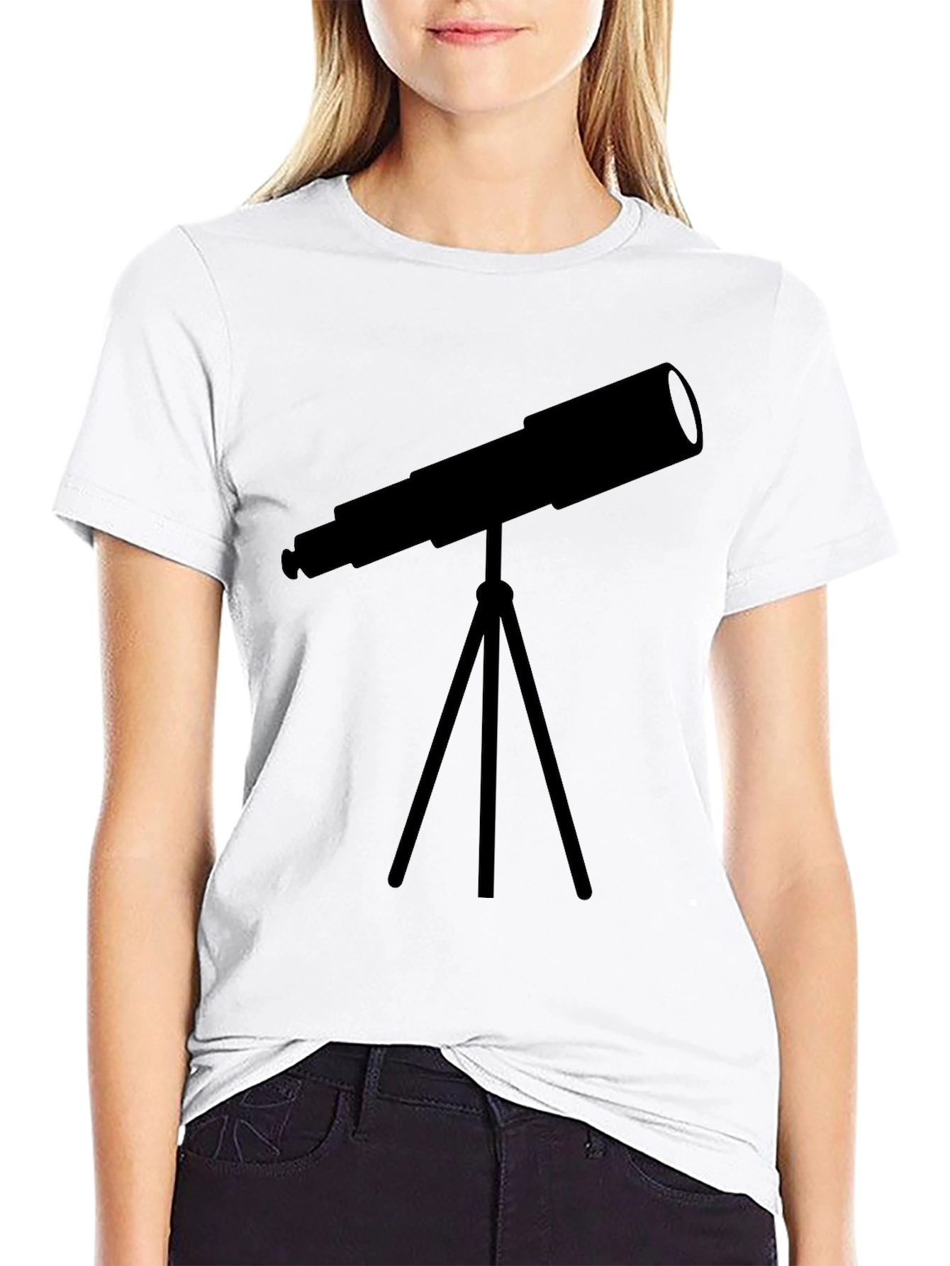 Black Telescope Graphic Tee - Stargazer Astronomy Shirt view 9