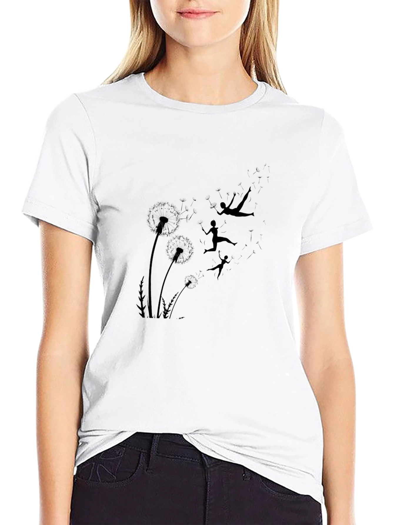Black Dandelion Dreams T-Shirt - Black Graphic Tee view 9