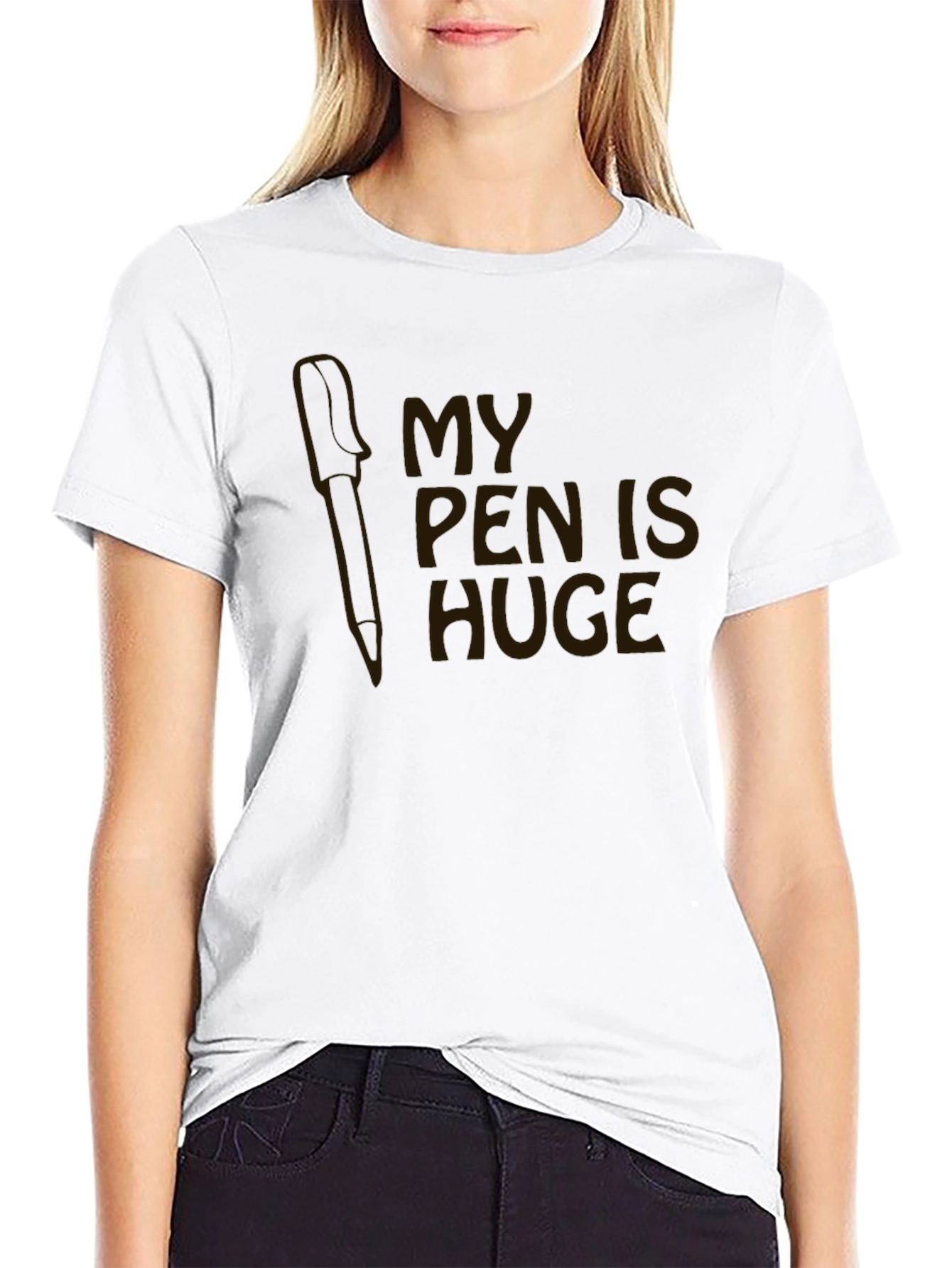 Black My Pen is Huge Funny Novelty Graphic T-Shirt view 9