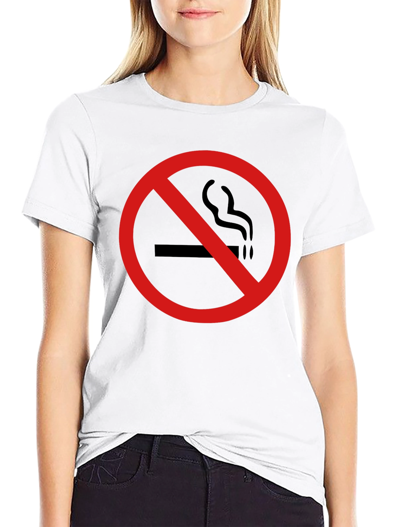 Black No Smoking Symbol Black T-Shirt view 9