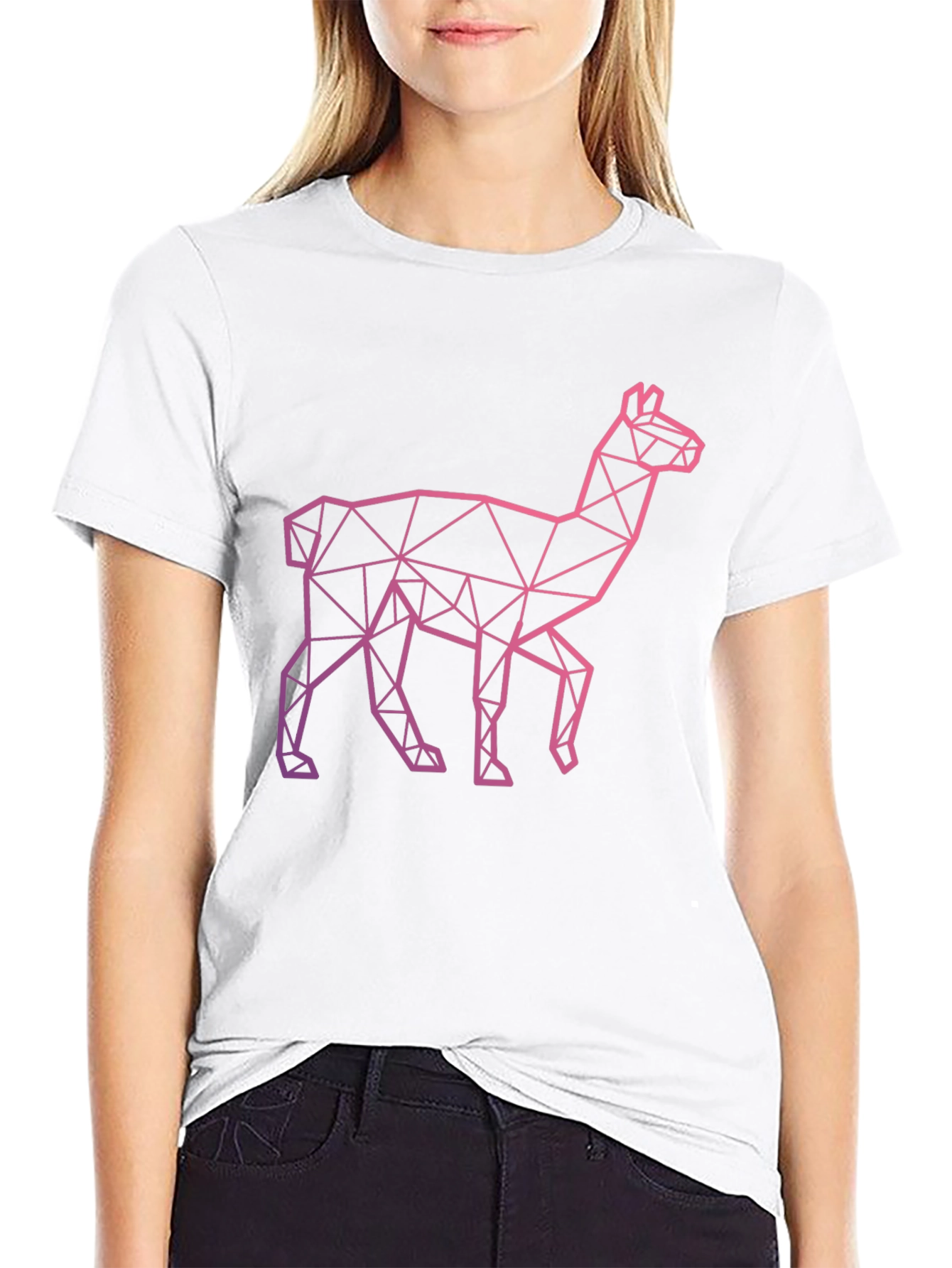 Black Geometric Llama Graphic Tee - Modern Style view 9