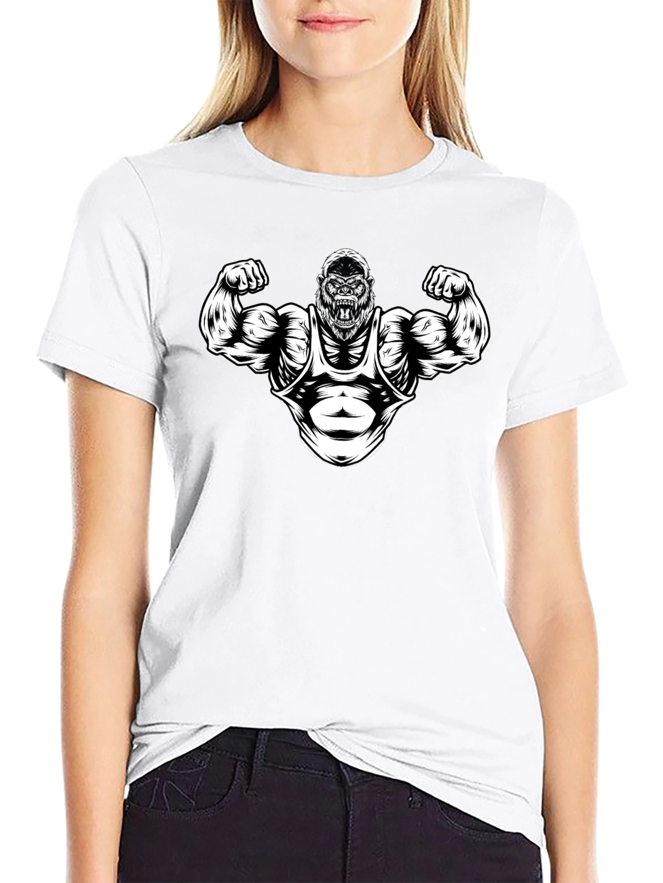 Black Muscle Gorilla Graphic T-Shirt - Gym Beast Mode view 9