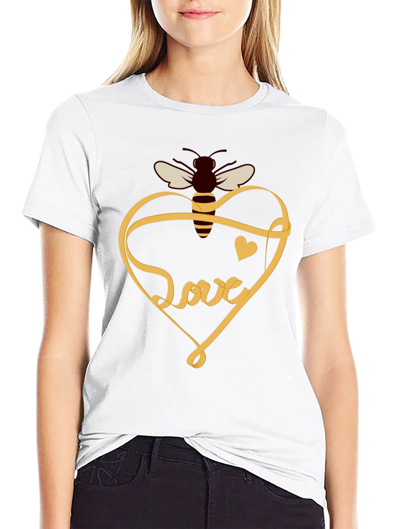 Black Bee Love T-Shirt: Sweet Heart Design view 9
