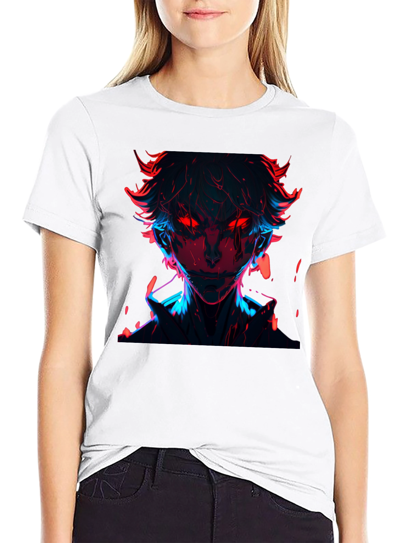 Black Neon Anime Graphic T-Shirt - Cool Streetwear Tee view 9