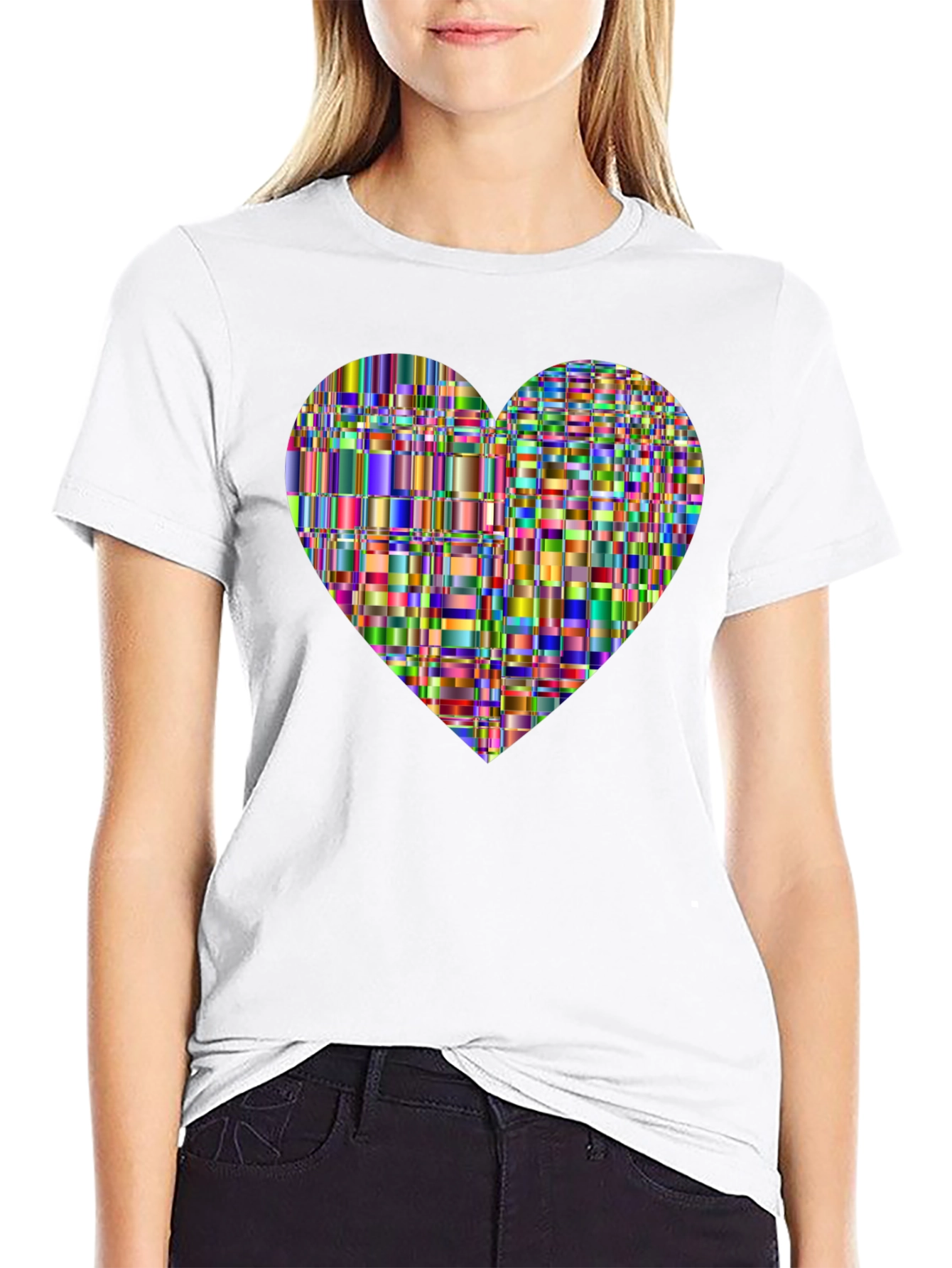 Black Abstract Heart Graphic T-Shirt view 9