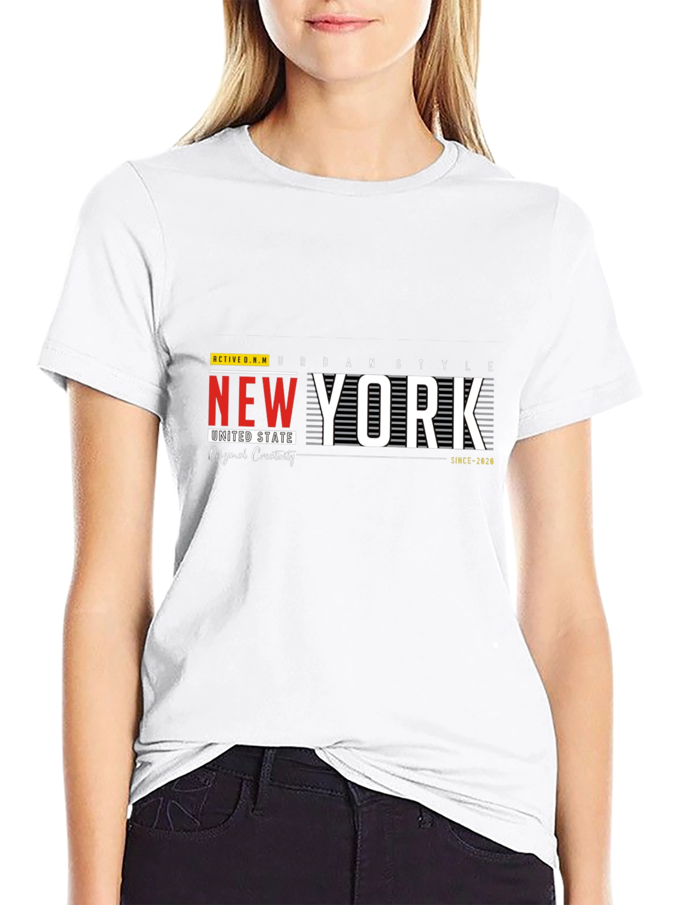 Black New York Urban Style Graphic Print T-Shirt view 9