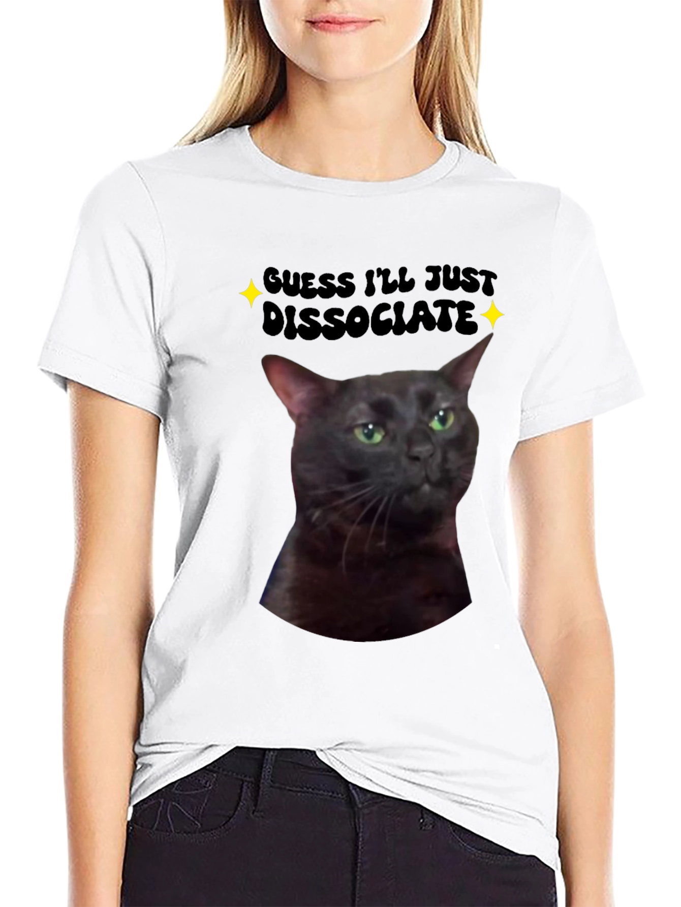 Black Dissociate Cat T-Shirt view 9
