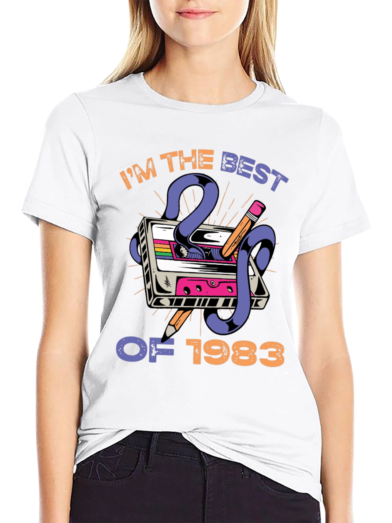 Black Retro 1983 Cassette Tape Graphic Tee view 9