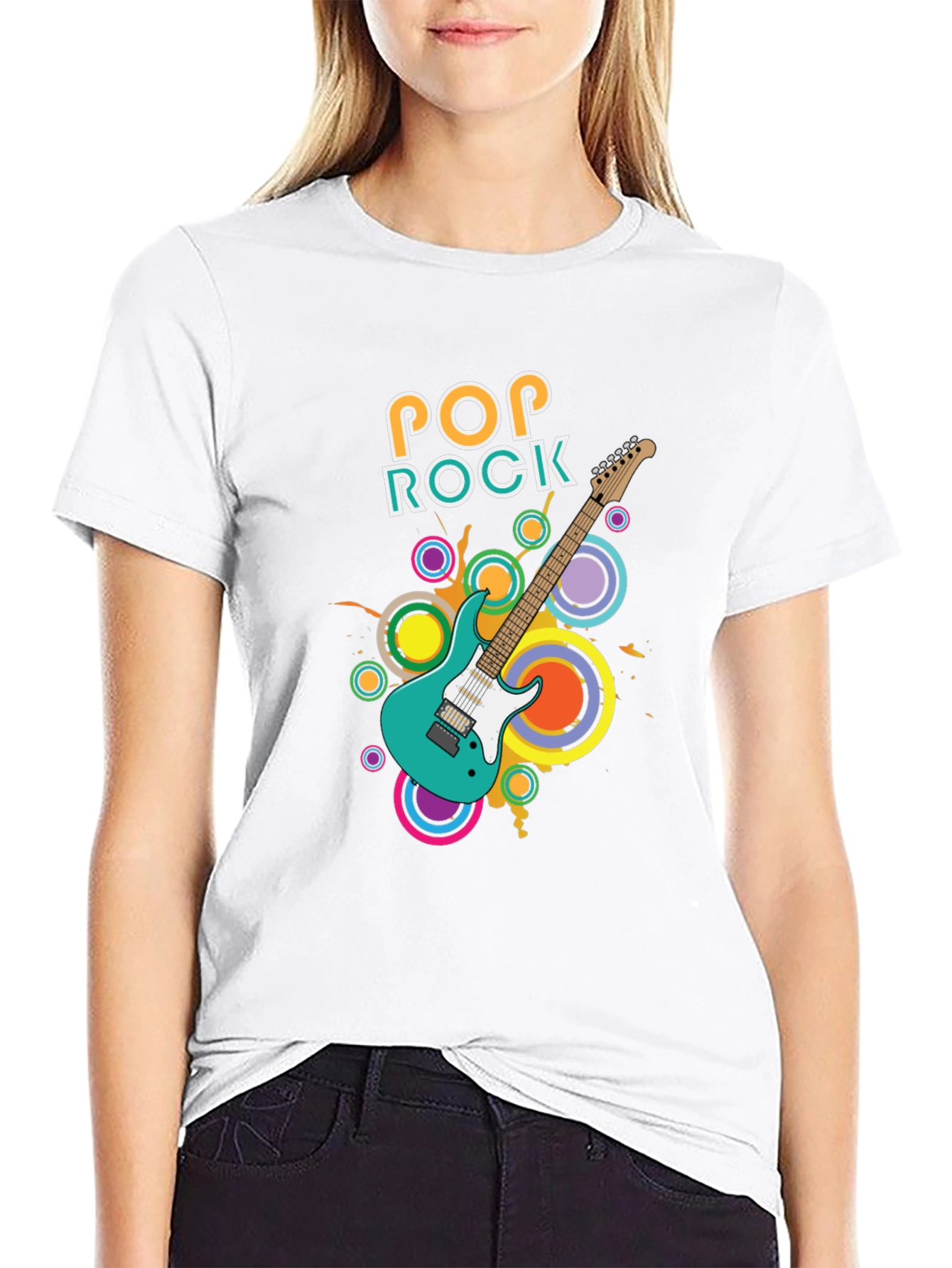 Black Pop Rock Guitar Graphic T-Shirt - Cool Music Tee view 9
