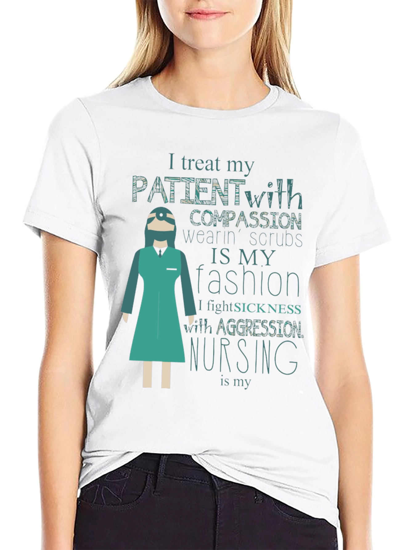 Black Nurse Fashion T-Shirt - Treat Patients with Compassion view 9