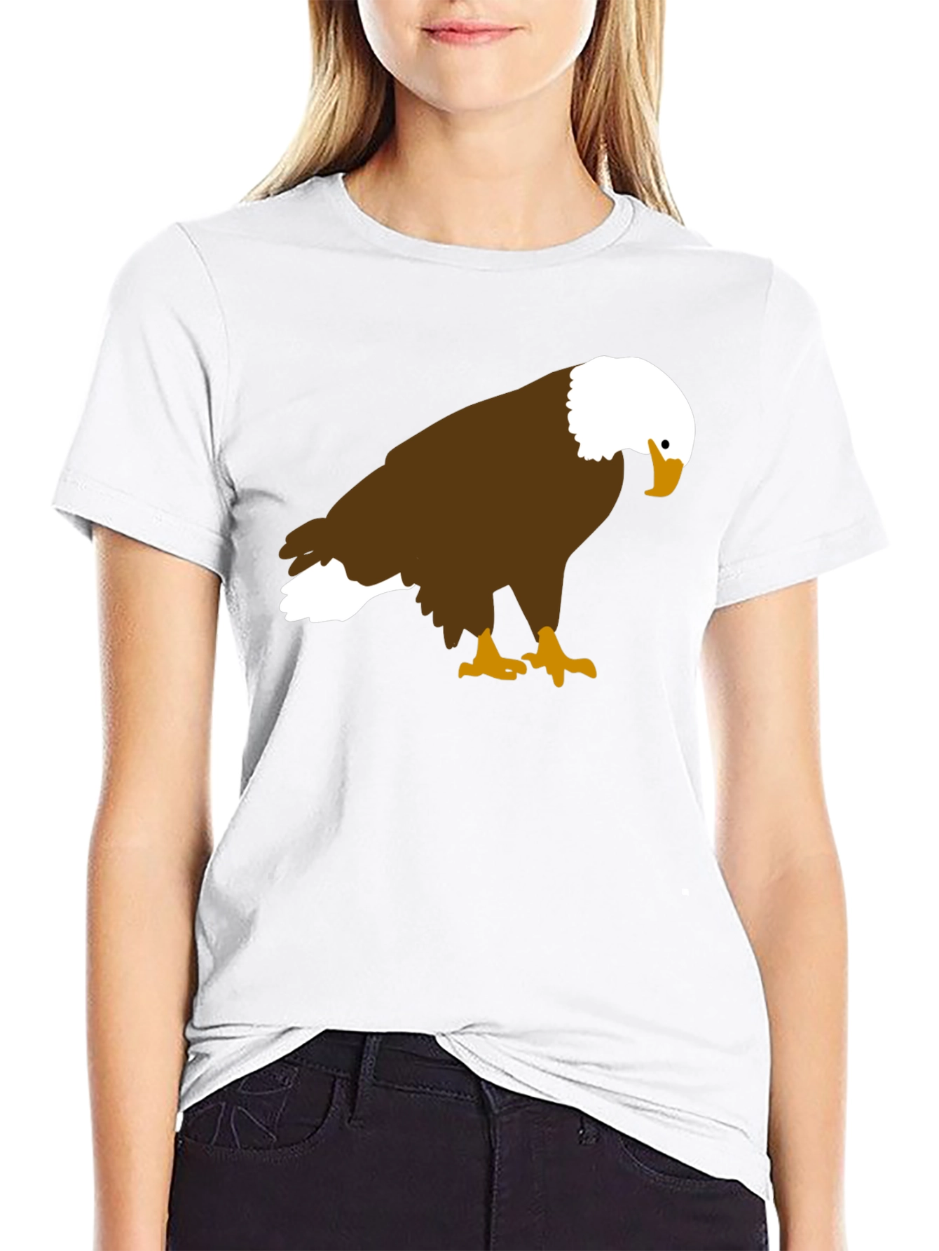 Black Bald Eagle Graphic Tee - Black Cotton Blend view 9