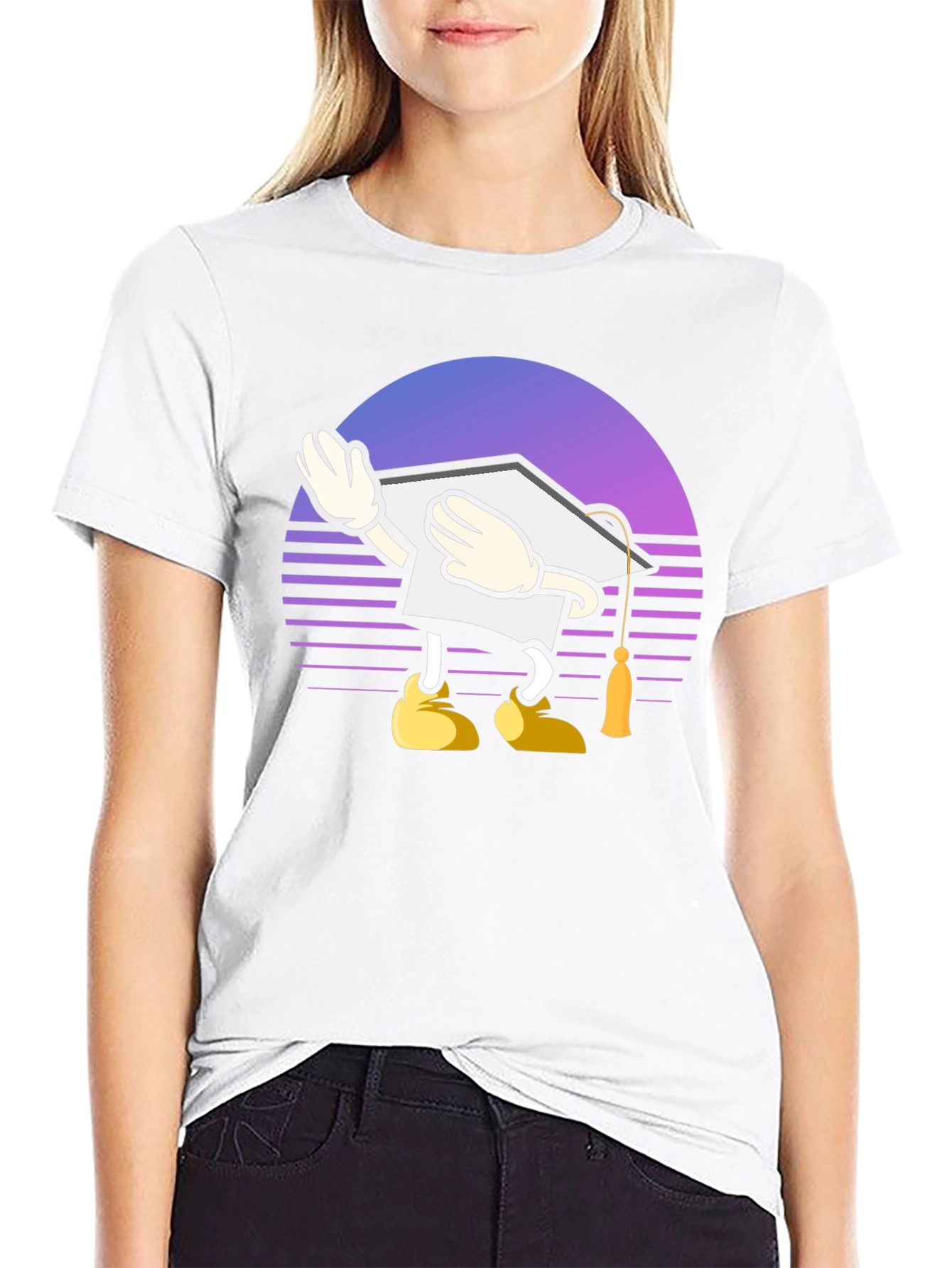 Black Graduation Cartoon Graphic T-Shirt view 9
