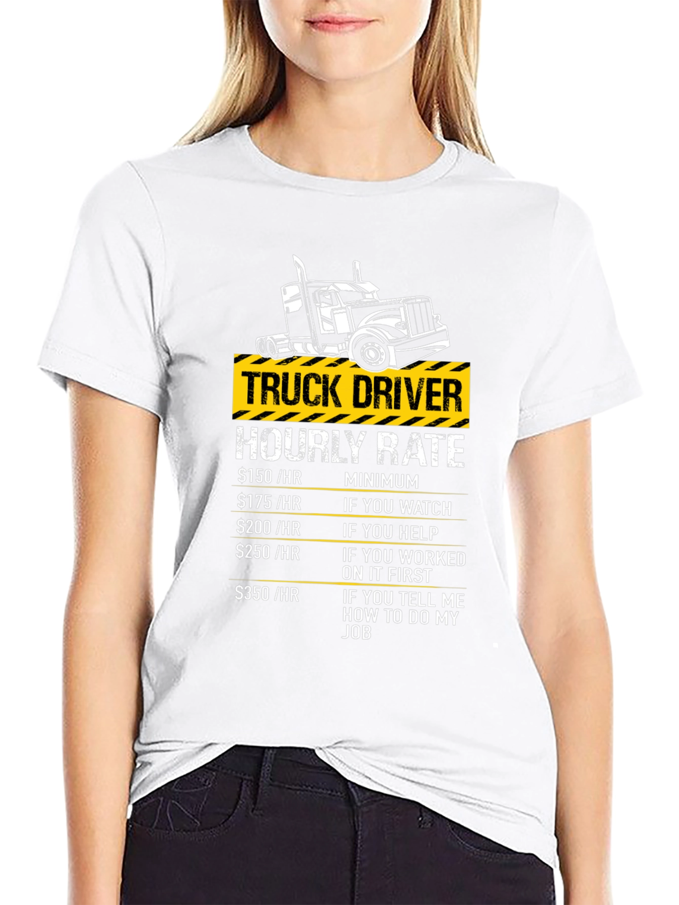 Black Truck Driver Hourly Rate Humor T-Shirt view 9