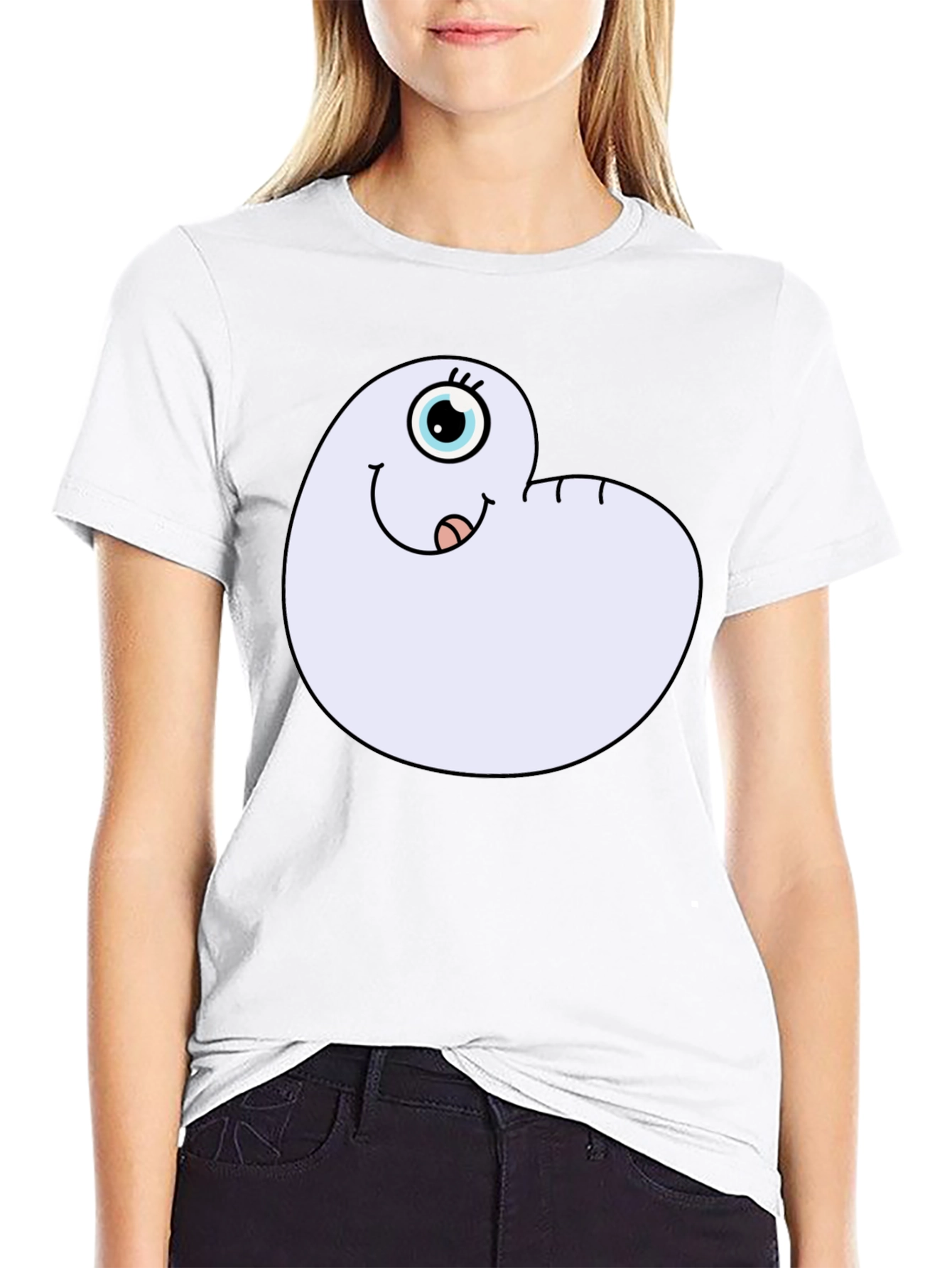 Black Cartoon Worm Tee - Funny Graphic T-Shirt view 9