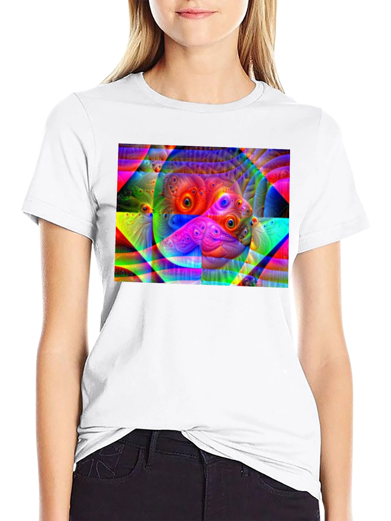 Black Eye-Catching Abstract Graphic Black T-Shirt view 9