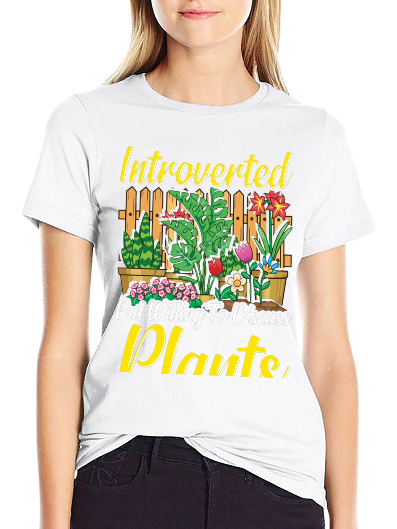 Black Introverted Plants Graphic T-Shirt view 9