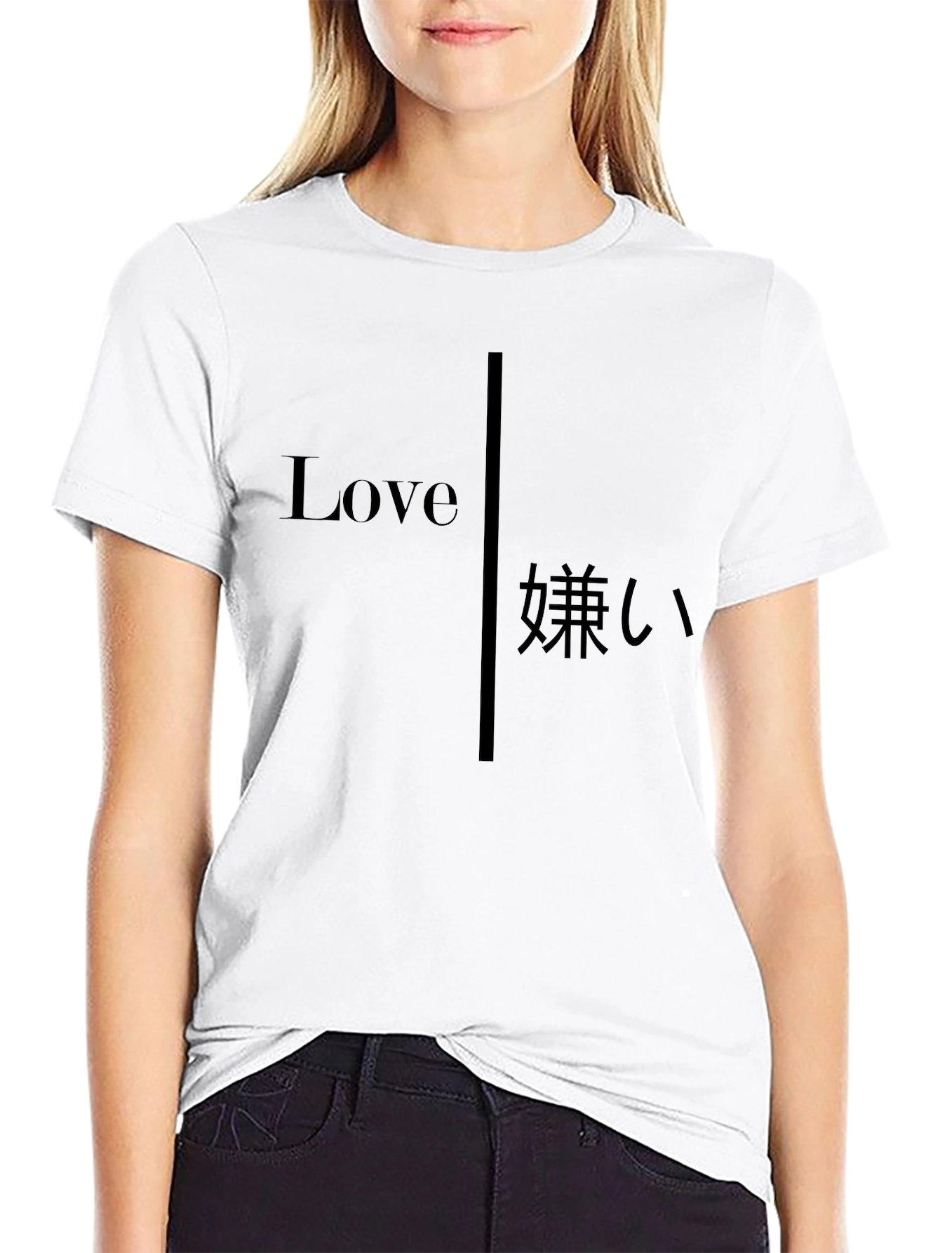 Black Love Hate Graphic Tee - Black Crew Neck Casual T-Shirt view 9
