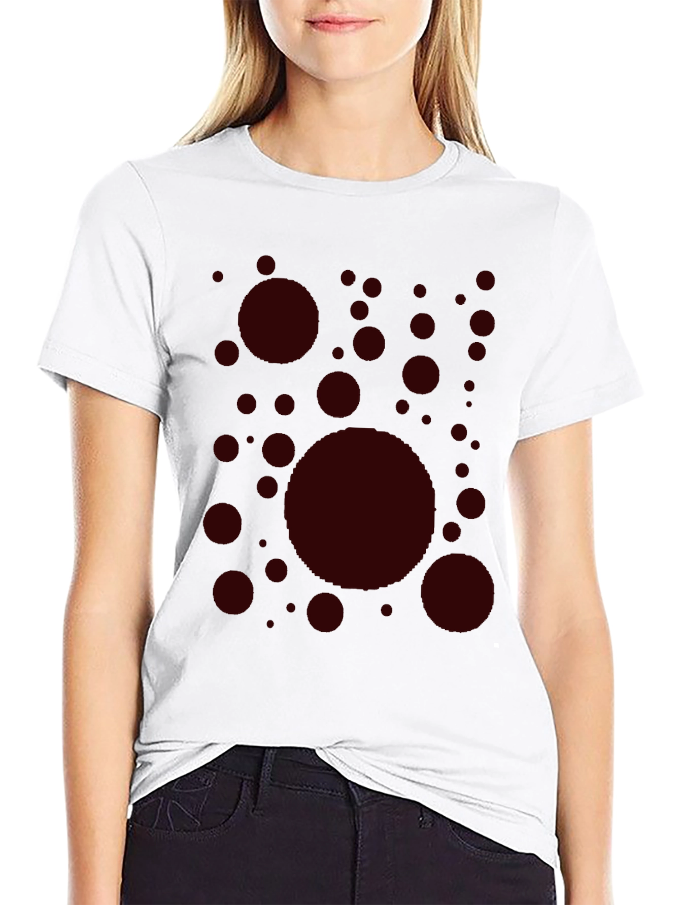 Black Modern Circle Pattern Tee - Casual Style view 9