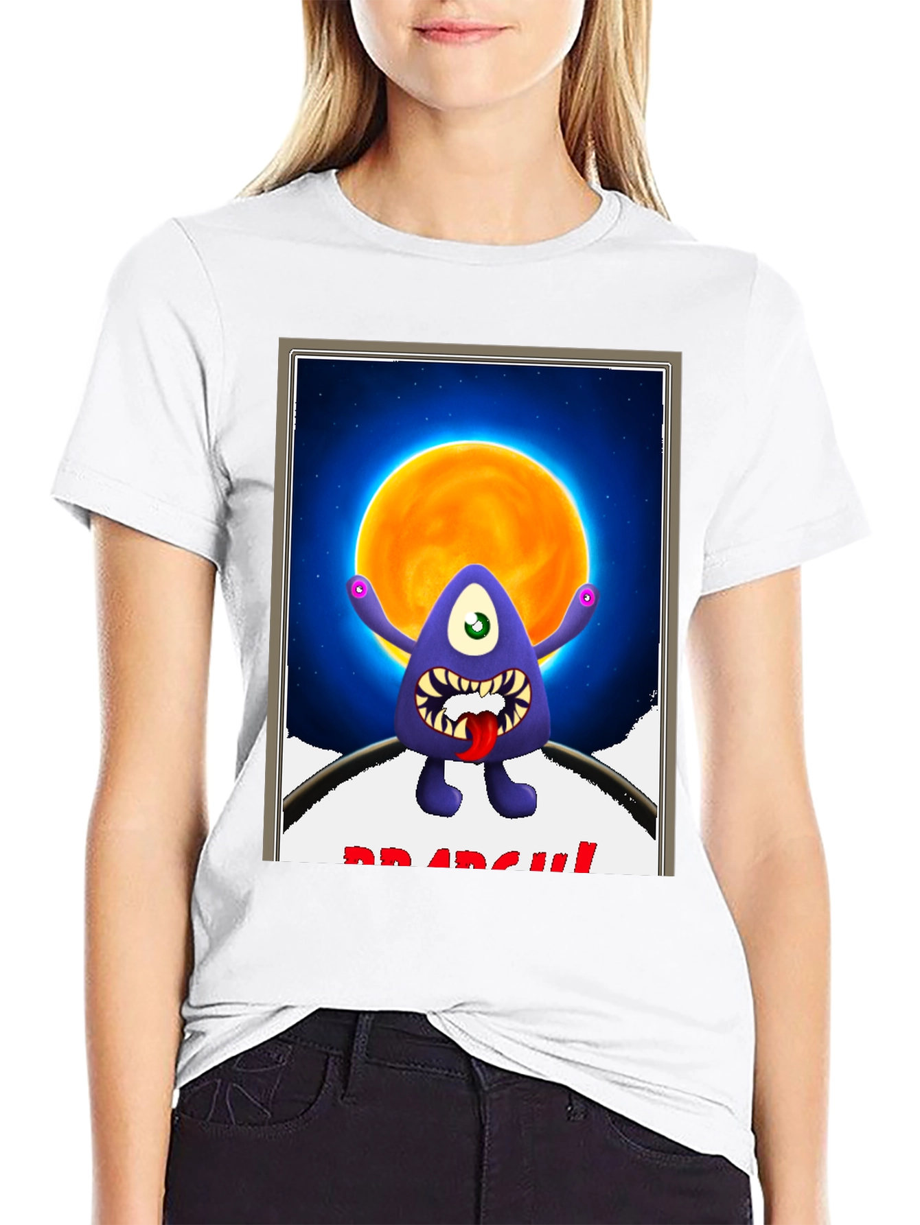 Black Monster Graphic T-Shirt - One Eye, Funny, Dark view 9