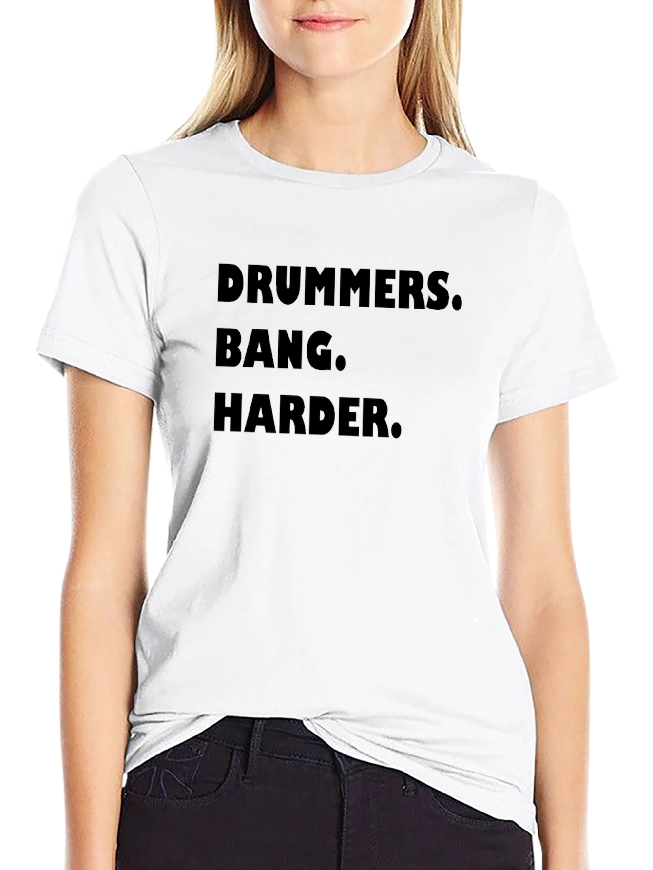 Black Drummers Bang Harder T-Shirt - Black Graphic Tee view 9