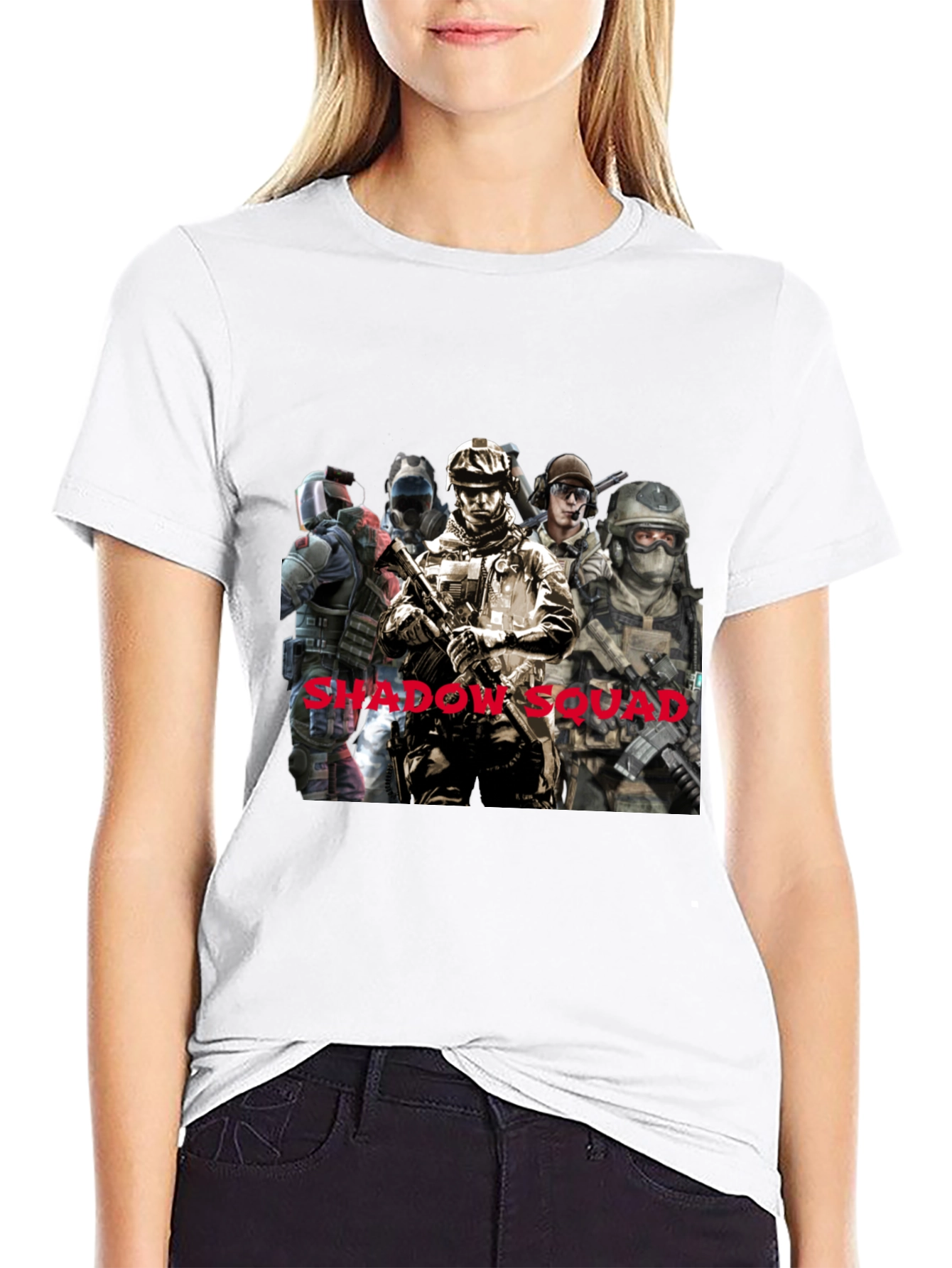 Black Shadow Squad Graphic T-Shirt, Black Cotton Tee view 9