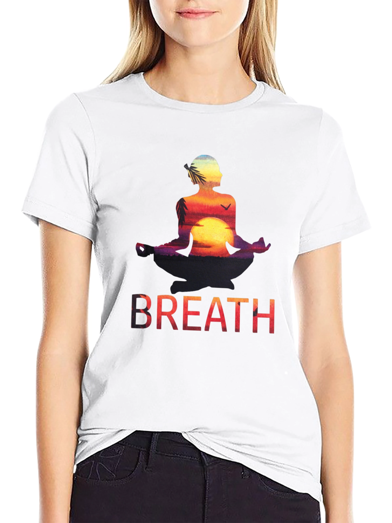 Black Zen Breath Meditation Graphic Tee view 9