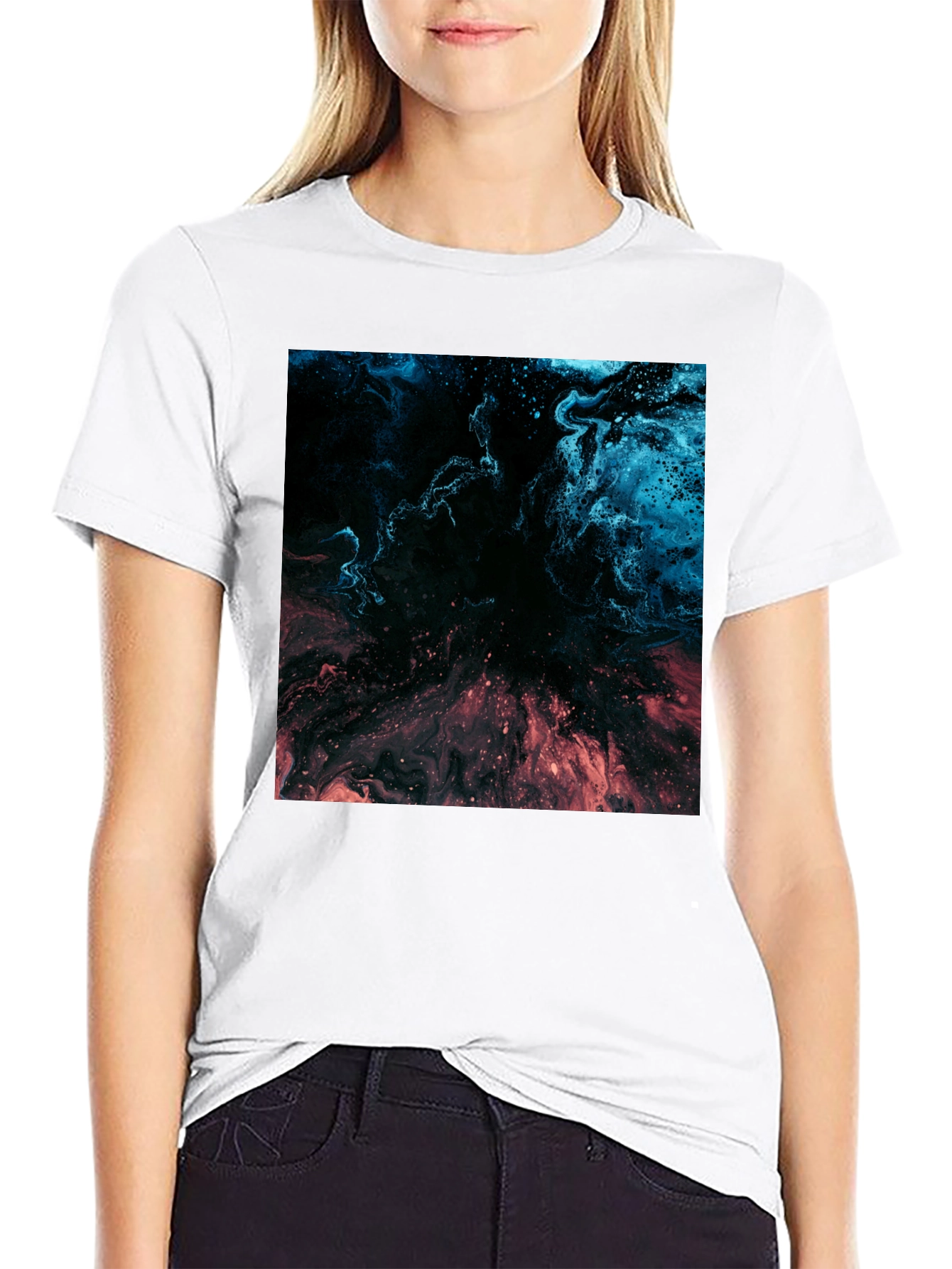 Black Abstract Nebula Graphic Black T-Shirt view 9