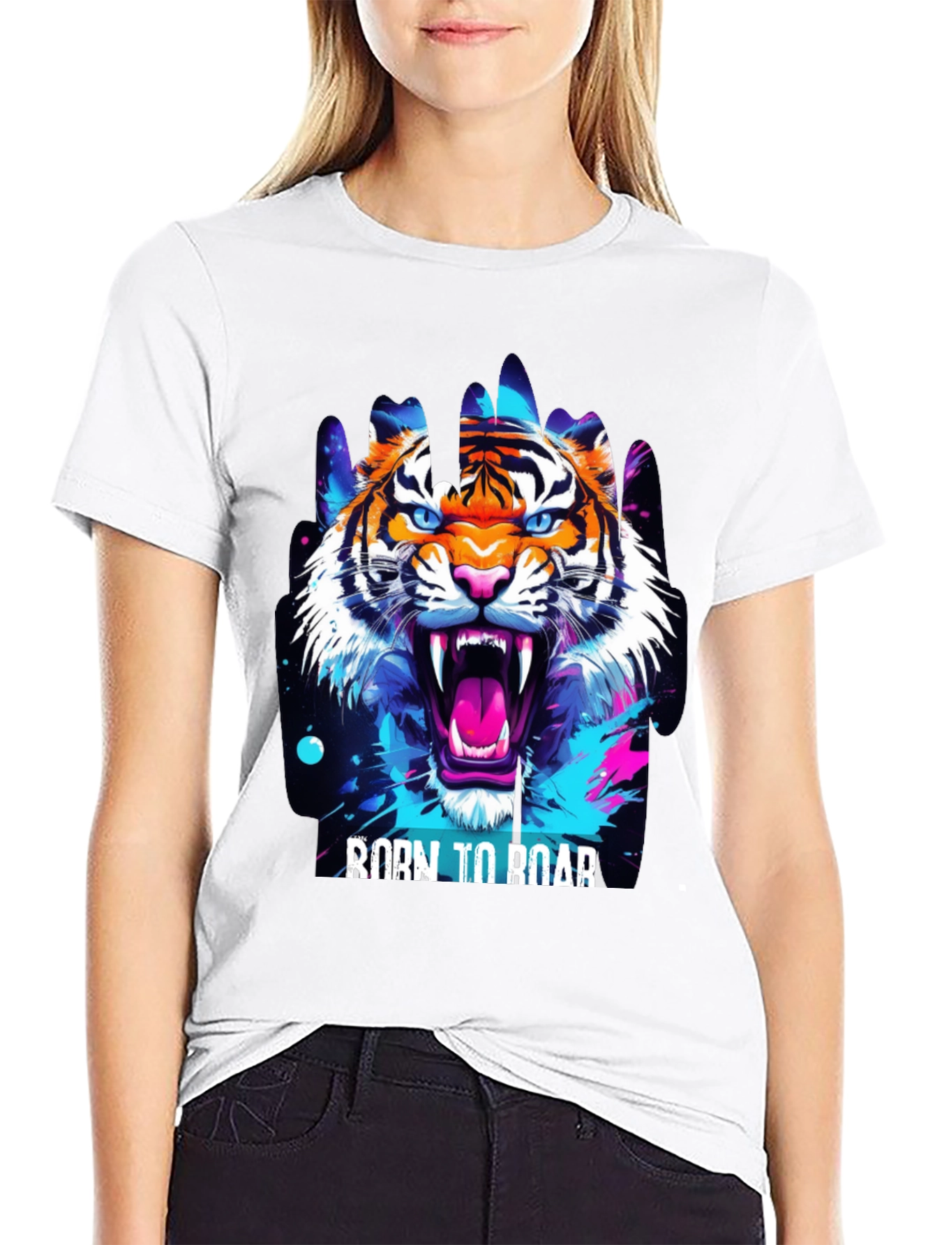 Black Born to Roar Graphic Tee view 9