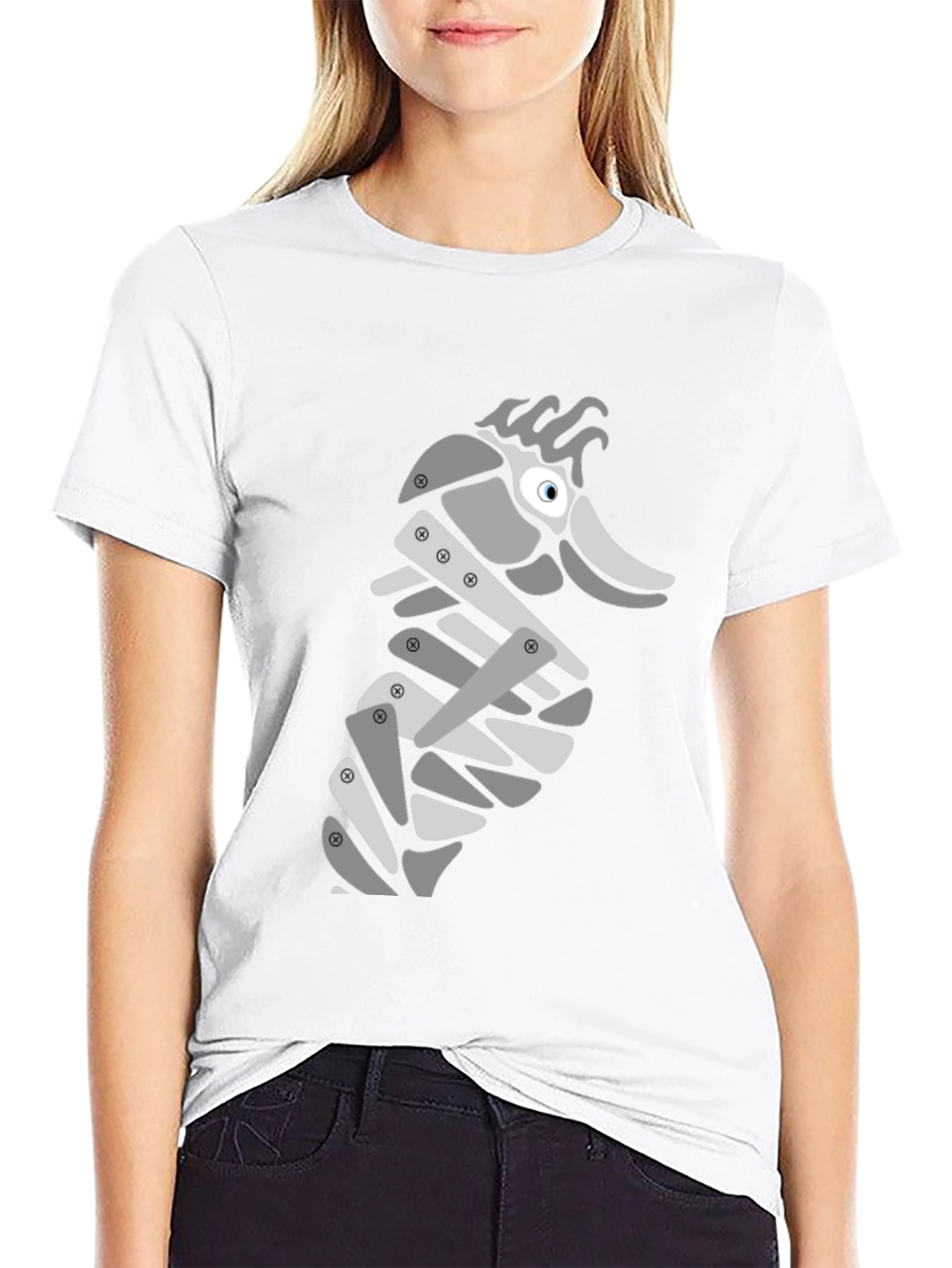 Black Modern Seahorse Graphic Tee - Black view 9