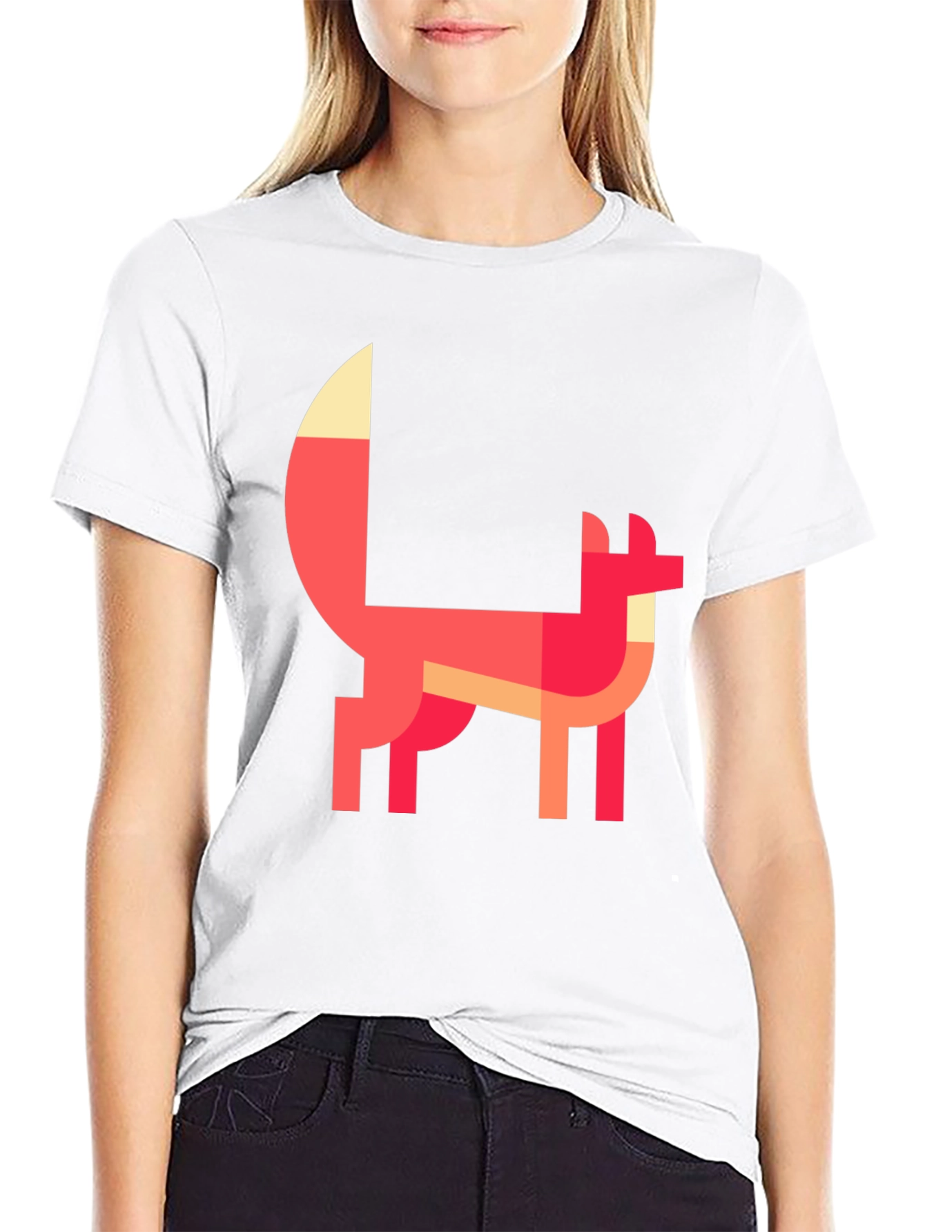 Black Geometric Fox Graphic Tee - Stylish Black T-Shirt view 9