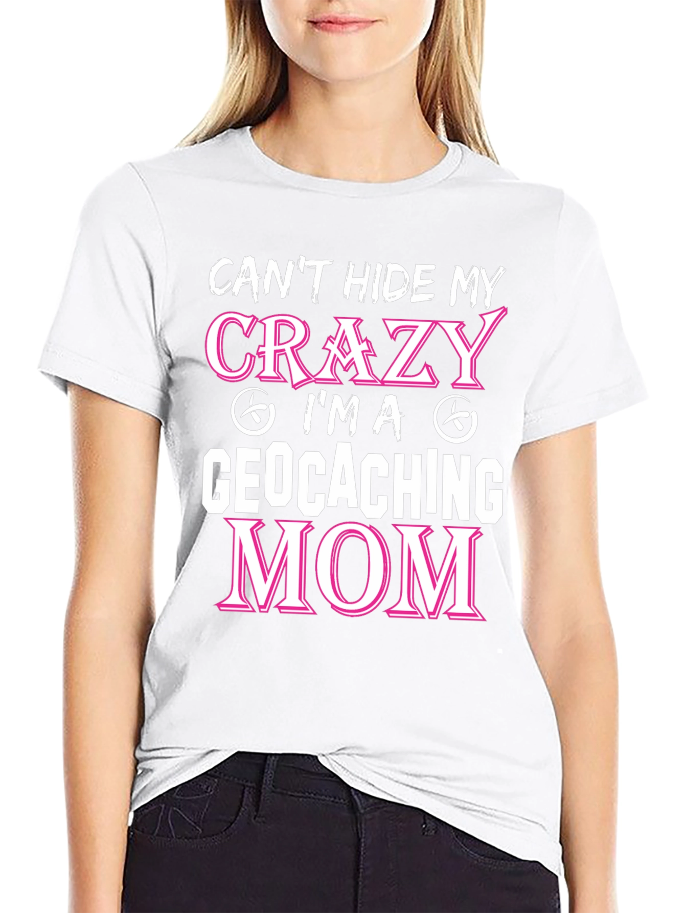 Black Crazy Geocaching Mom T-Shirt view 9