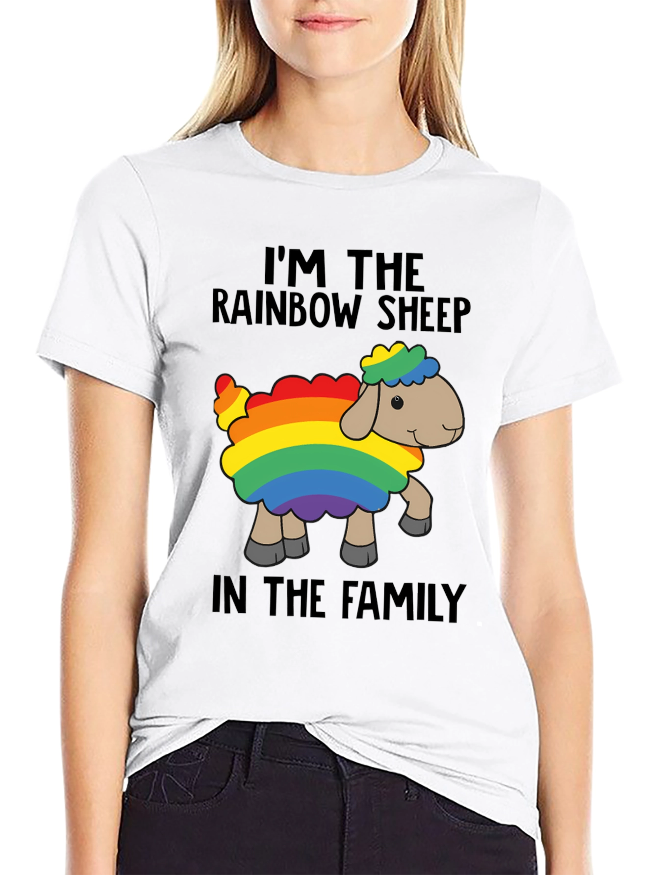 Black Rainbow Sheep T-Shirt - Pride Family Tee view 9
