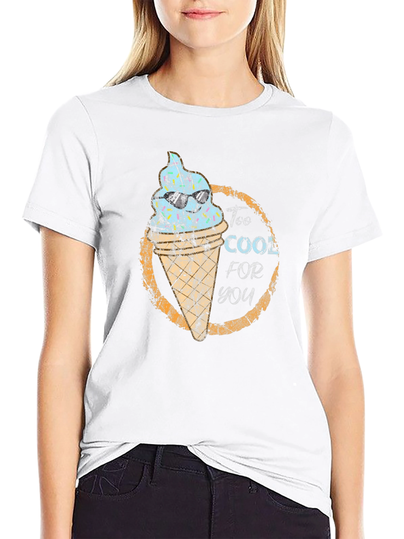 Black Too Cool For You Ice Cream Graphic Tee - Black view 9