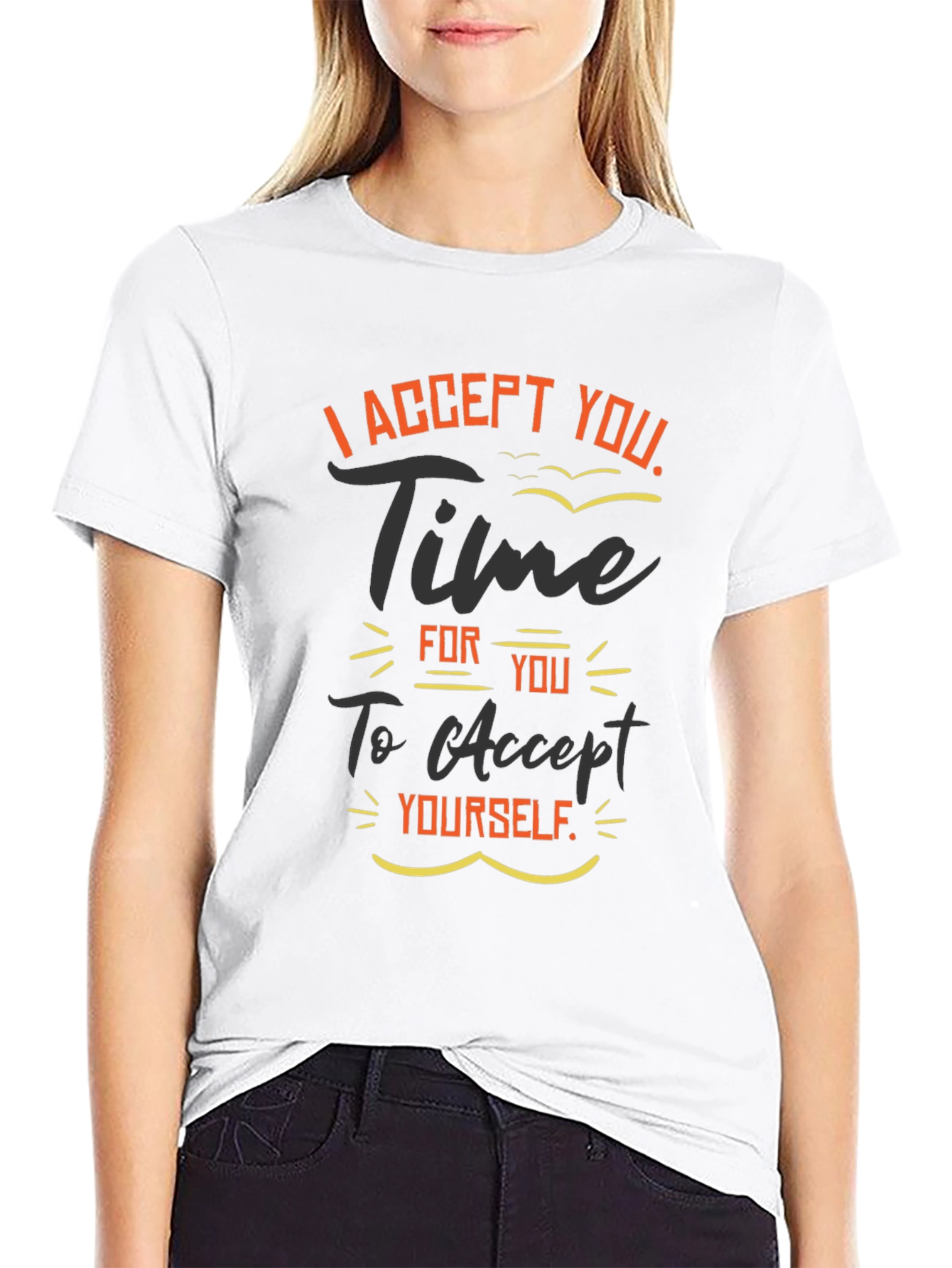 Black Accept Yourself Graphic T-Shirt - Inspiring Design view 9