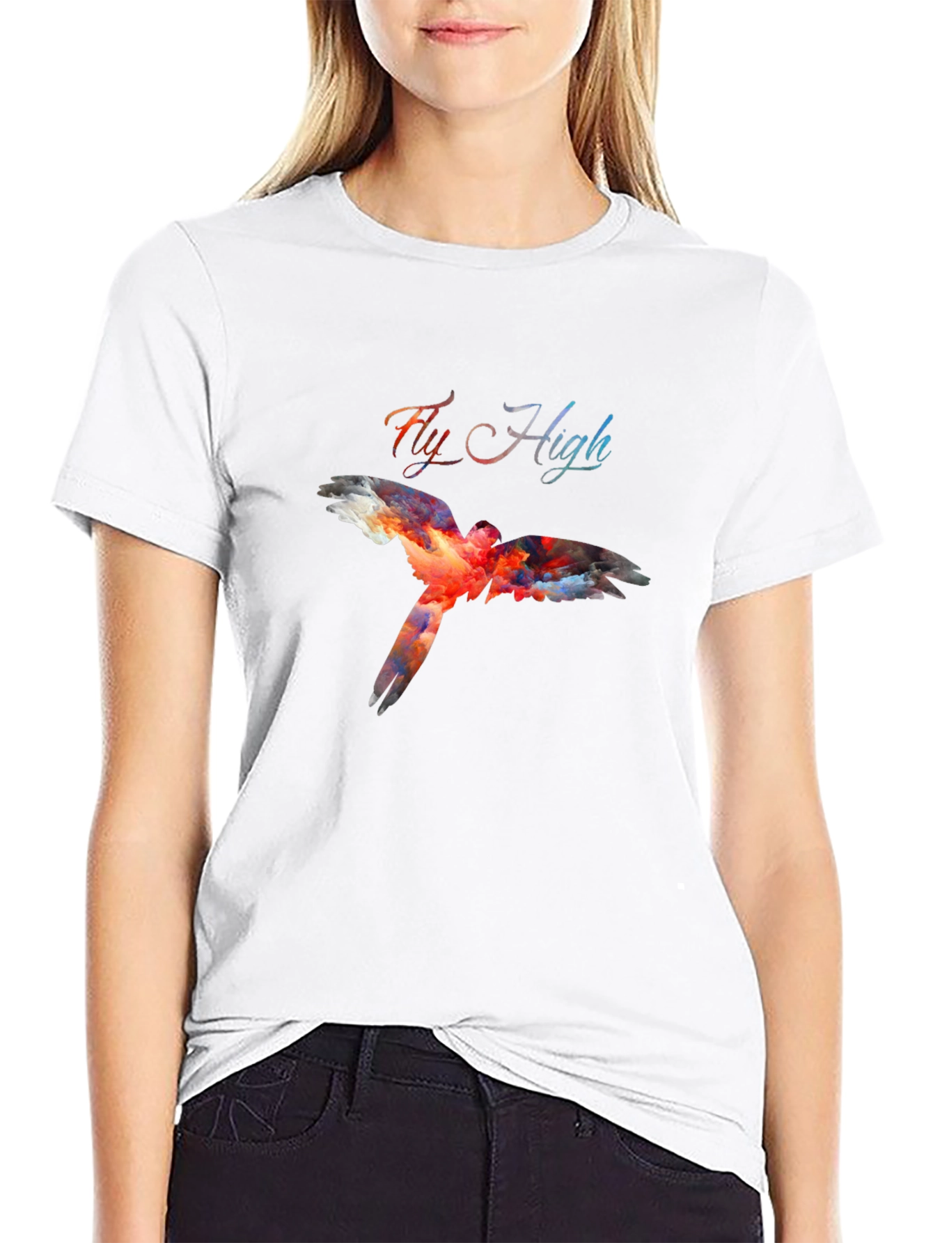 Black Fly High Graphic Tee - Black Bird Design view 9
