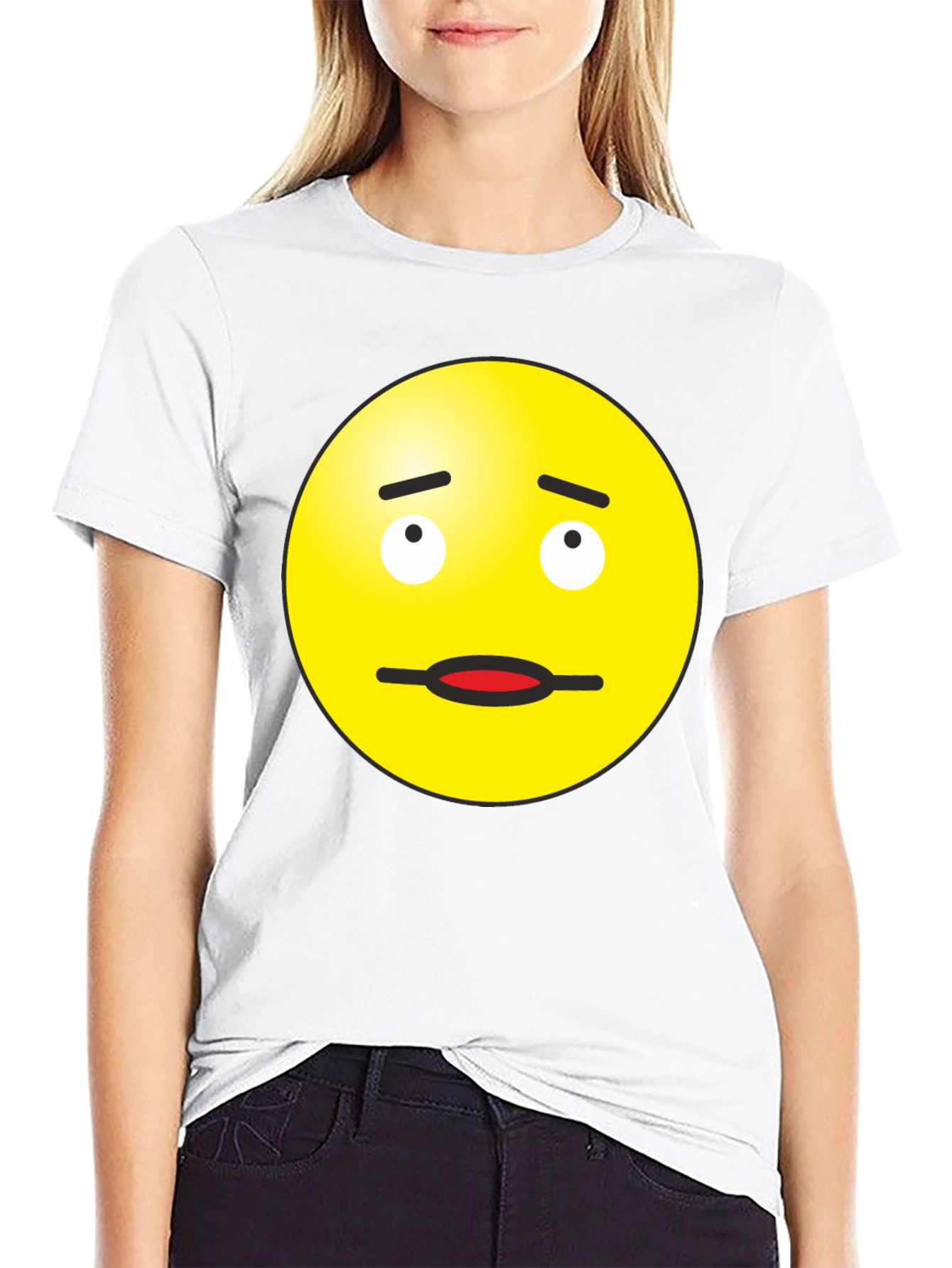 Black Doubtful Emoji Graphic Tee - Black Cotton Blend view 9