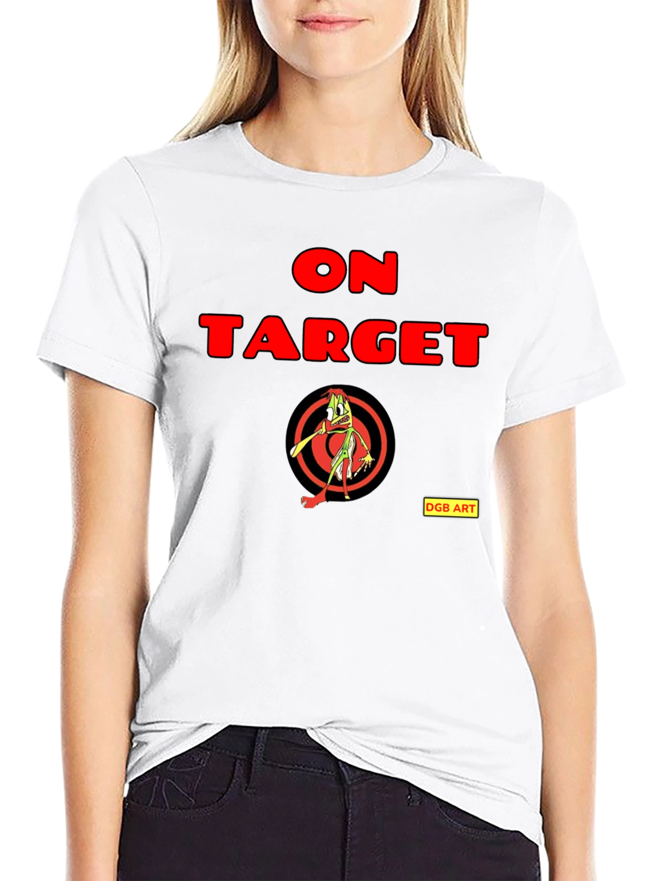 Black On Target Graphic Tee - Funny Cartoon Archer view 9
