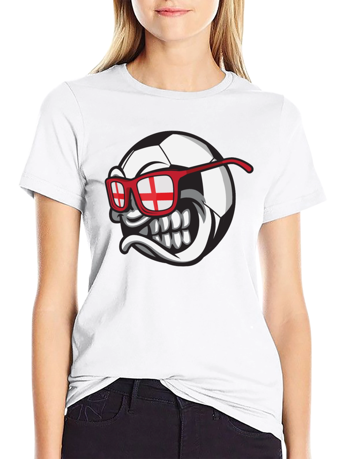 Black England Soccer Ball Graphic T-Shirt view 9