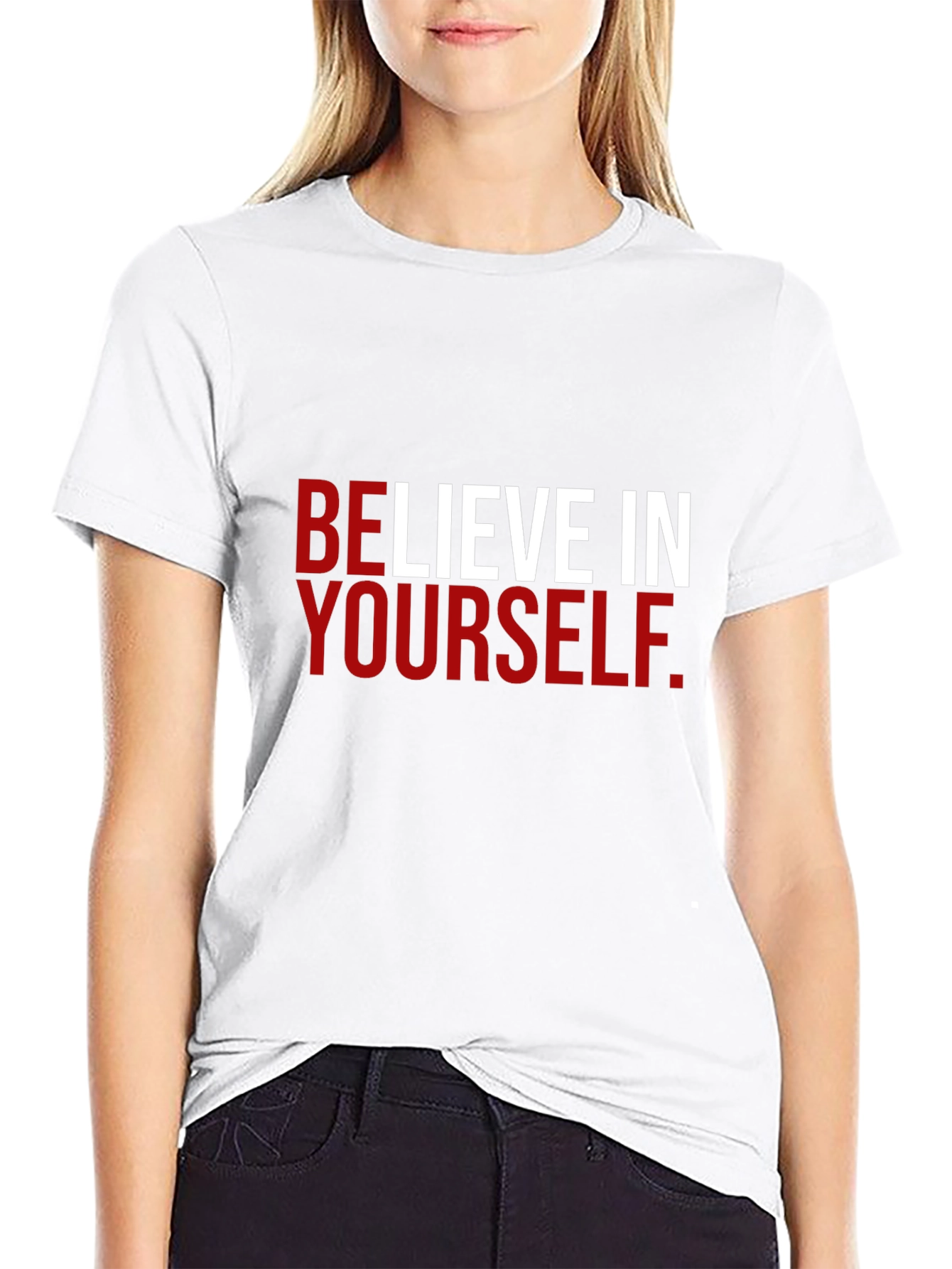 Black Believe in Yourself Black Graphic Tee view 9