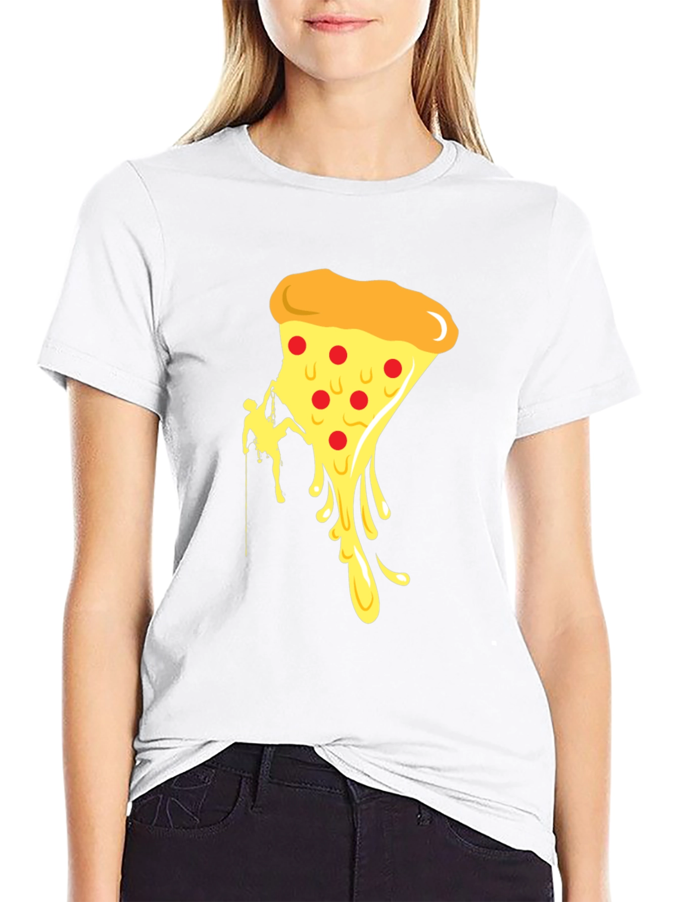 Black Climbing Pizza T-Shirt - Funny Graphic Tee view 9
