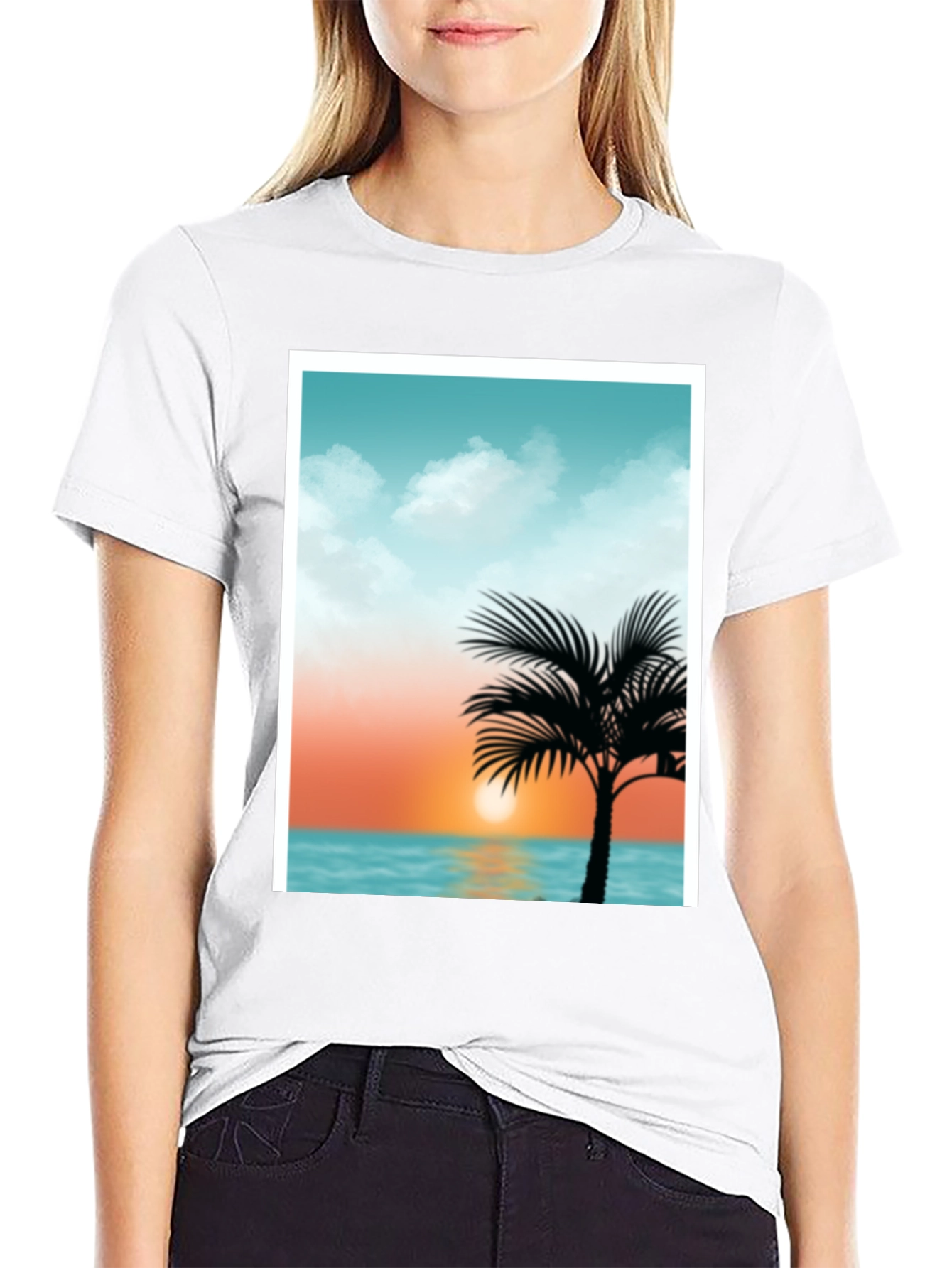 Black Sunset Palm Tee - Tropical Graphic T-Shirt view 9