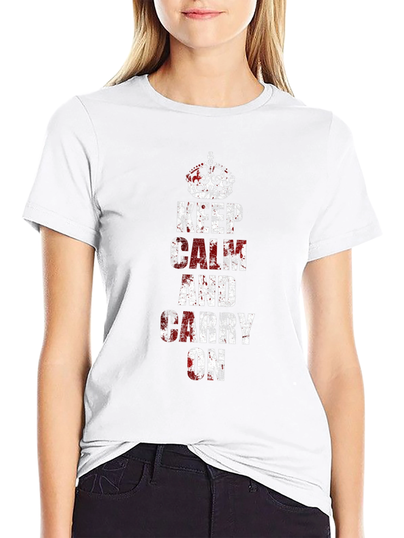 Black Keep Calm Novelty Graphic T-Shirt view 9