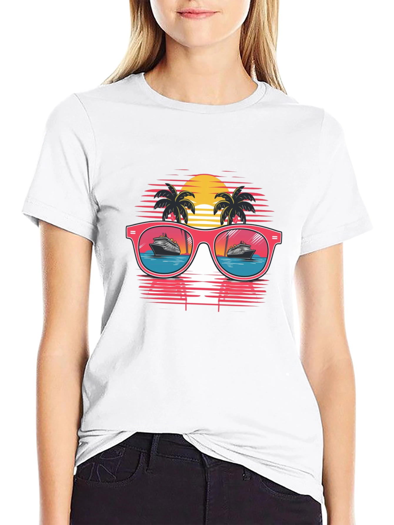 Black Retro Cruise Sunglasses Graphic Tee view 9
