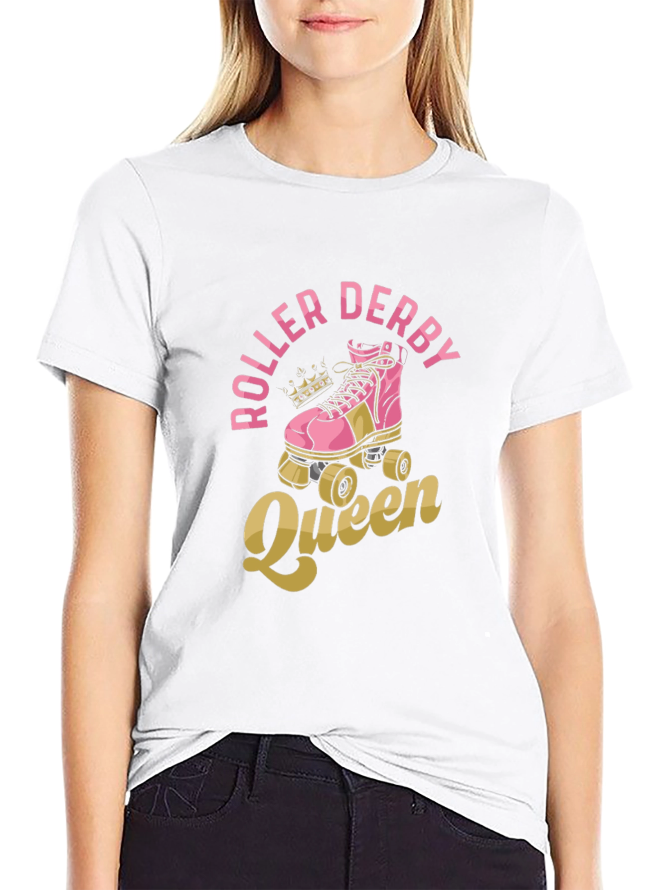 Black Roller Derby Queen T-Shirt - Graphic Print Tee view 9