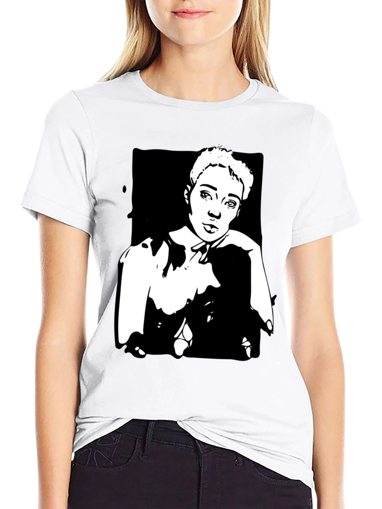 Black Black T-Shirt with Unique Portrait Graphic view 9