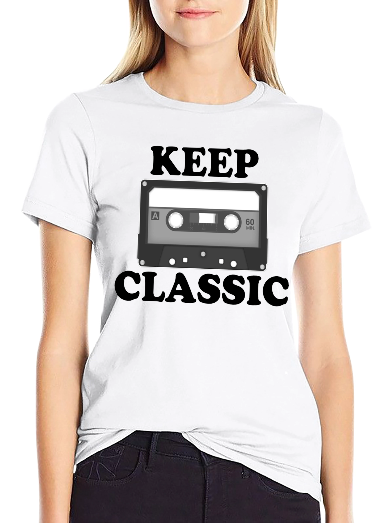 Black Keep Classic Retro Cassette Tape T-Shirt view 9